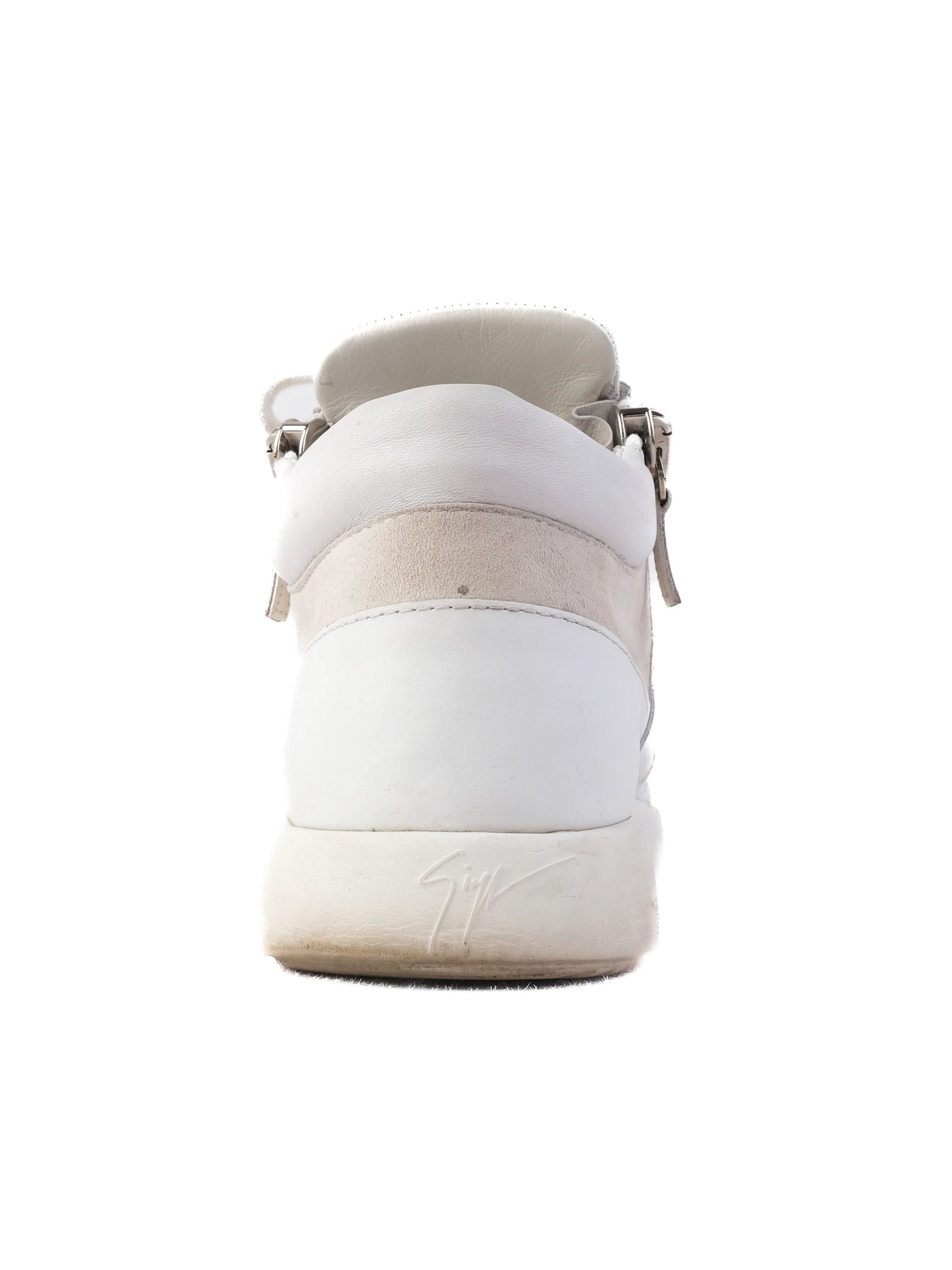 Excellent Giuseppe Zanotti White Leather Sneakers Size 41 with Zippers