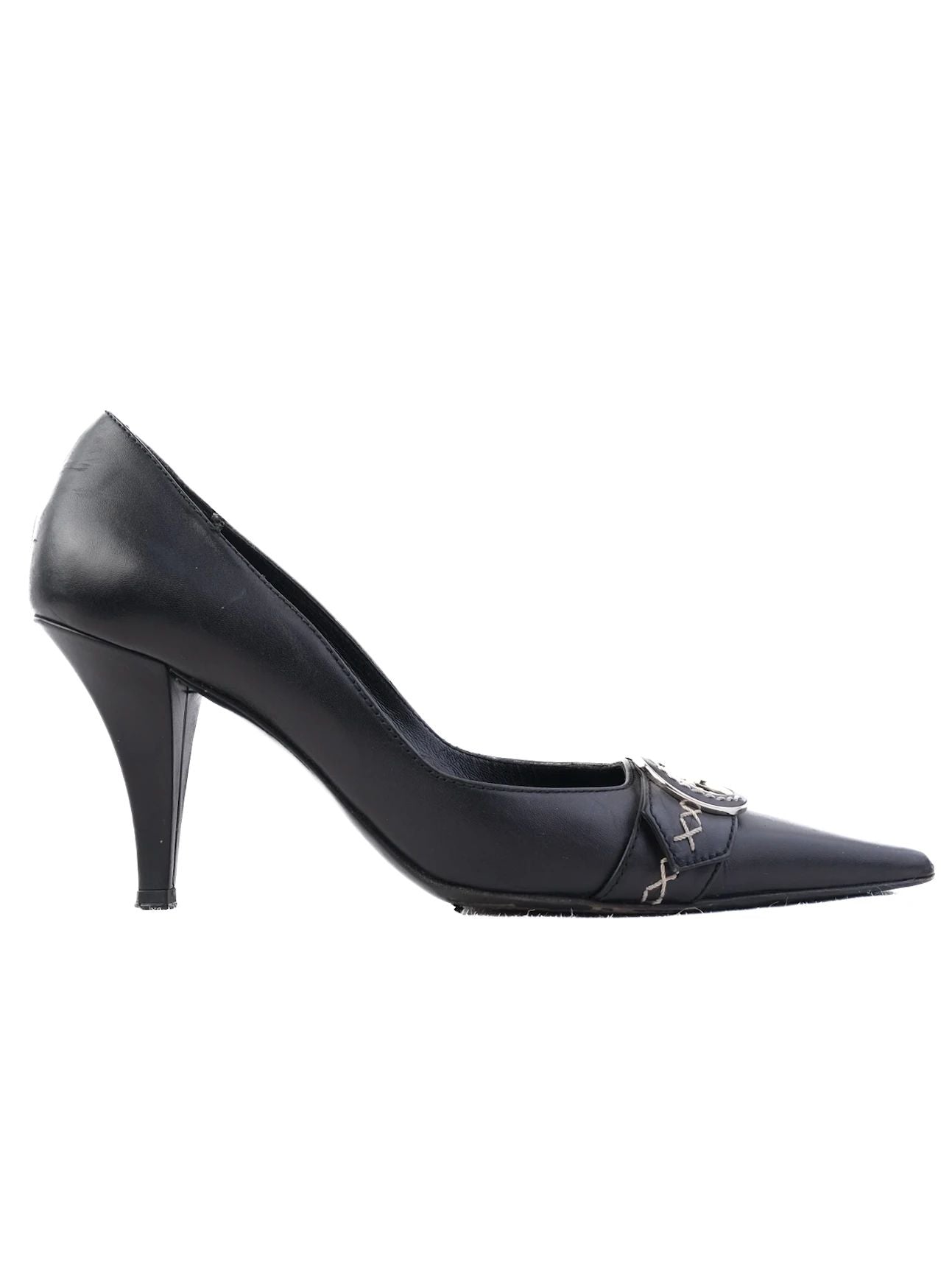 Excellent Dior Black Leather High-Heeled Shoes Size 38