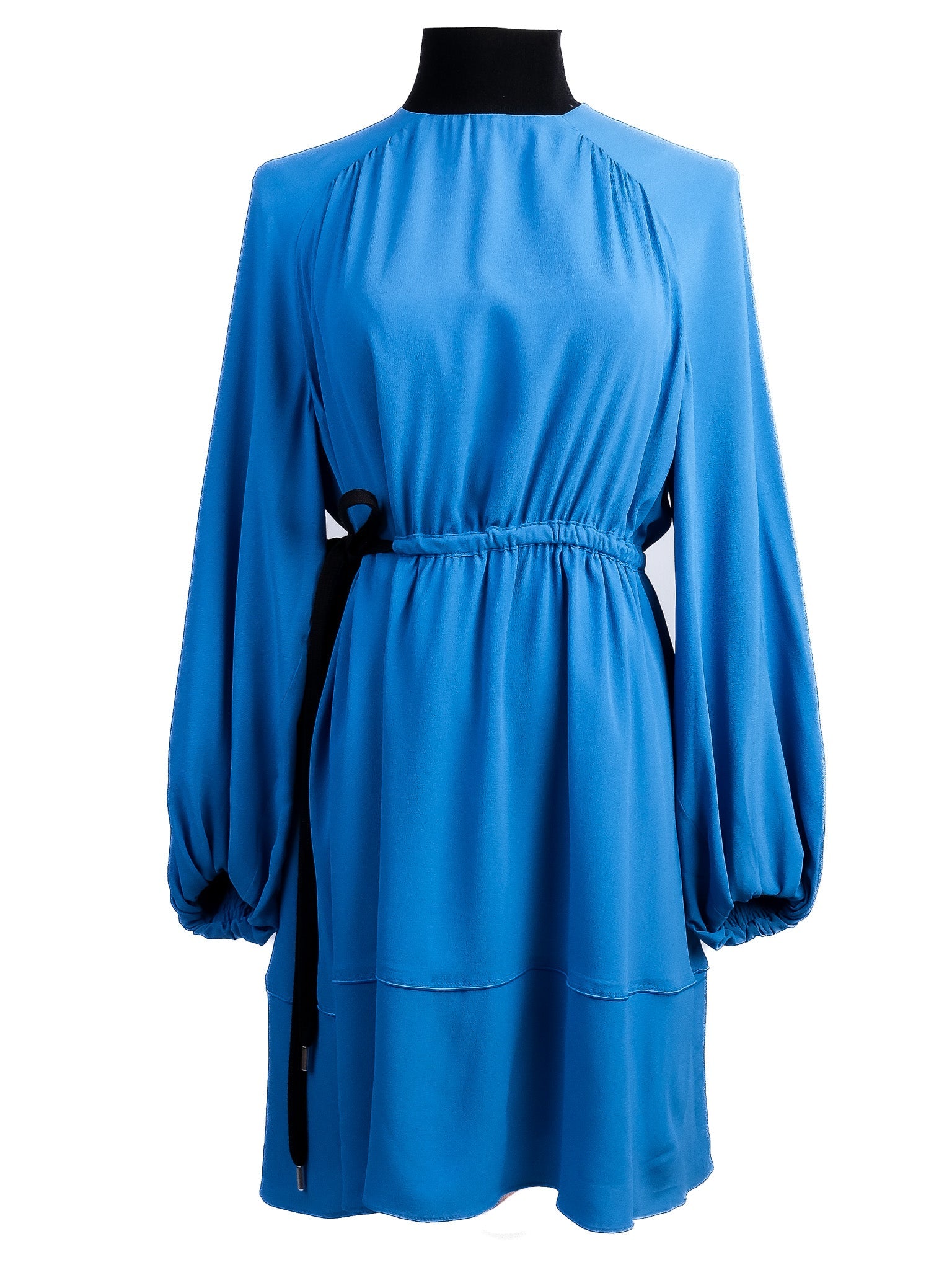 Excellent Sportmax Blue Silk Dress Size M with Tie Belt