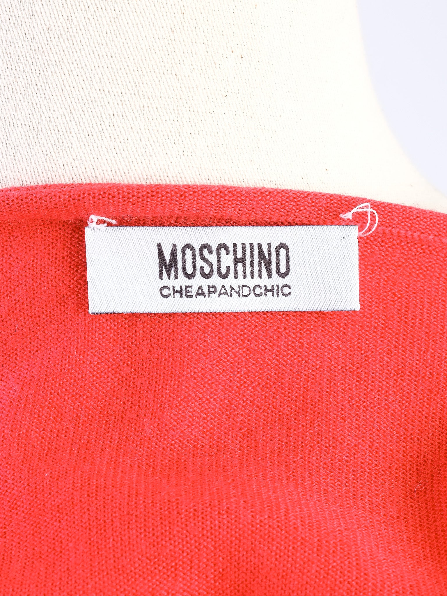 EXCELLENT Moschino Red Wool Cardigan Sweater Size S
