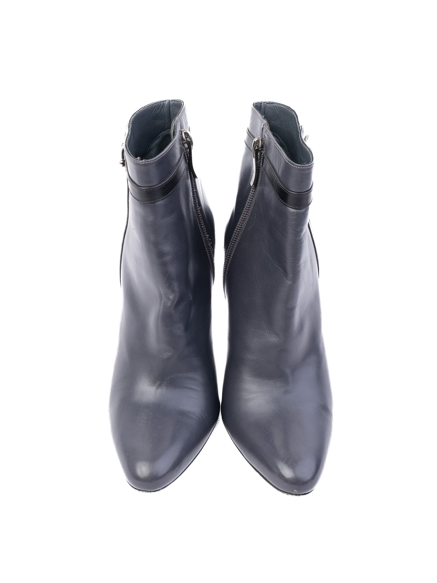 Excellent Barbara Bui Gray Leather High-Heeled Ankle Boots Size 40