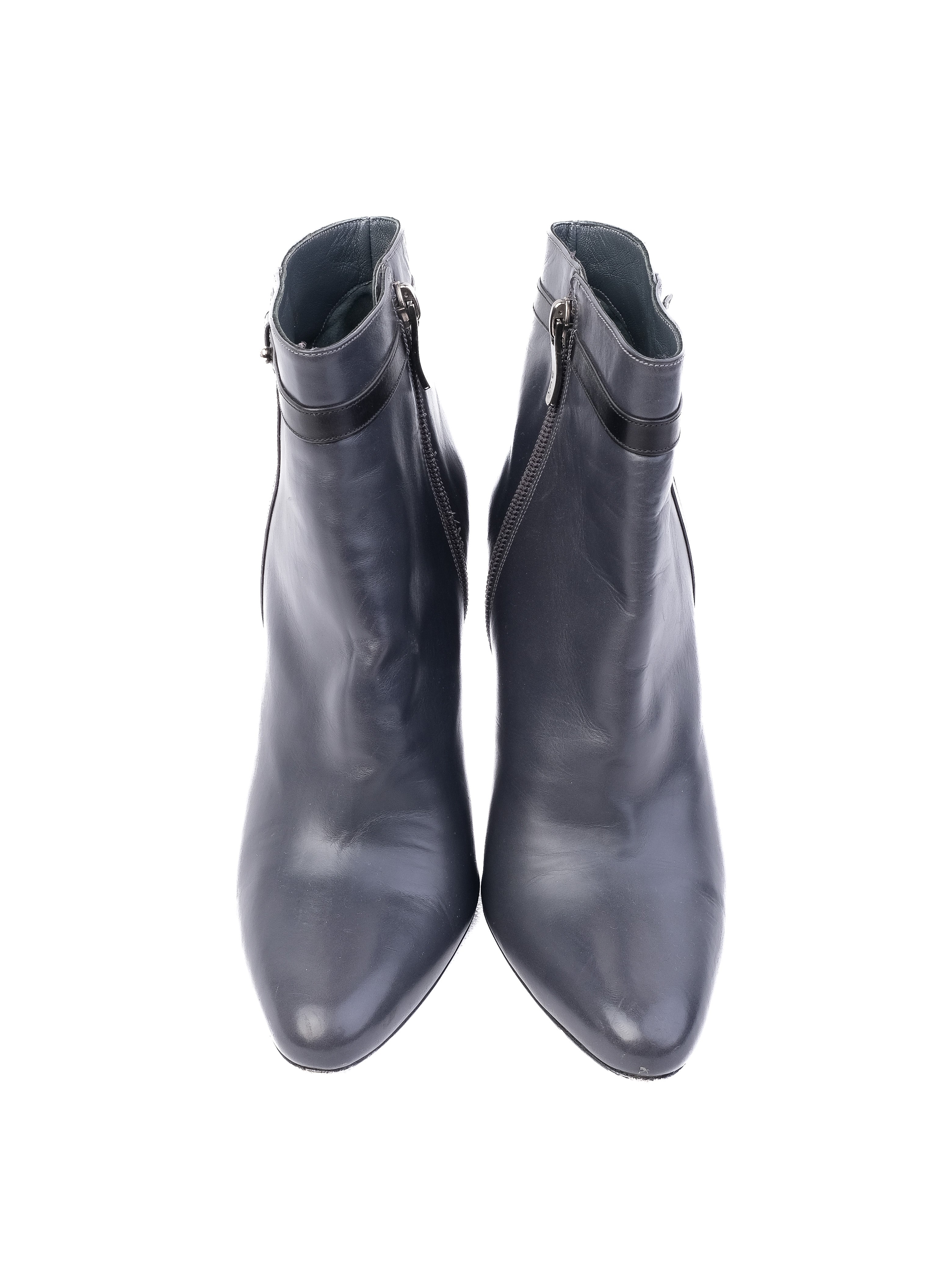 Excellent Barbara Bui Gray Leather High-Heeled Ankle Boots Size 40