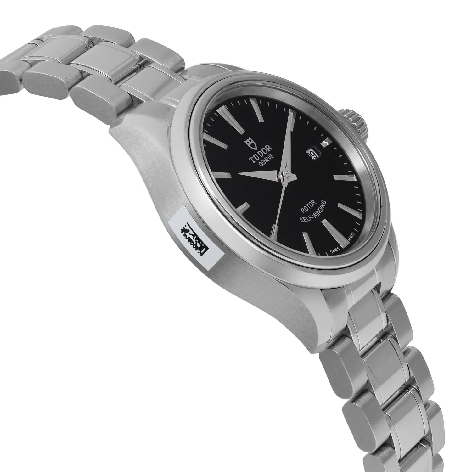 Tudor Style 28mm Steel Black Stick Dial Ladies Automatic Watch 12100-0002