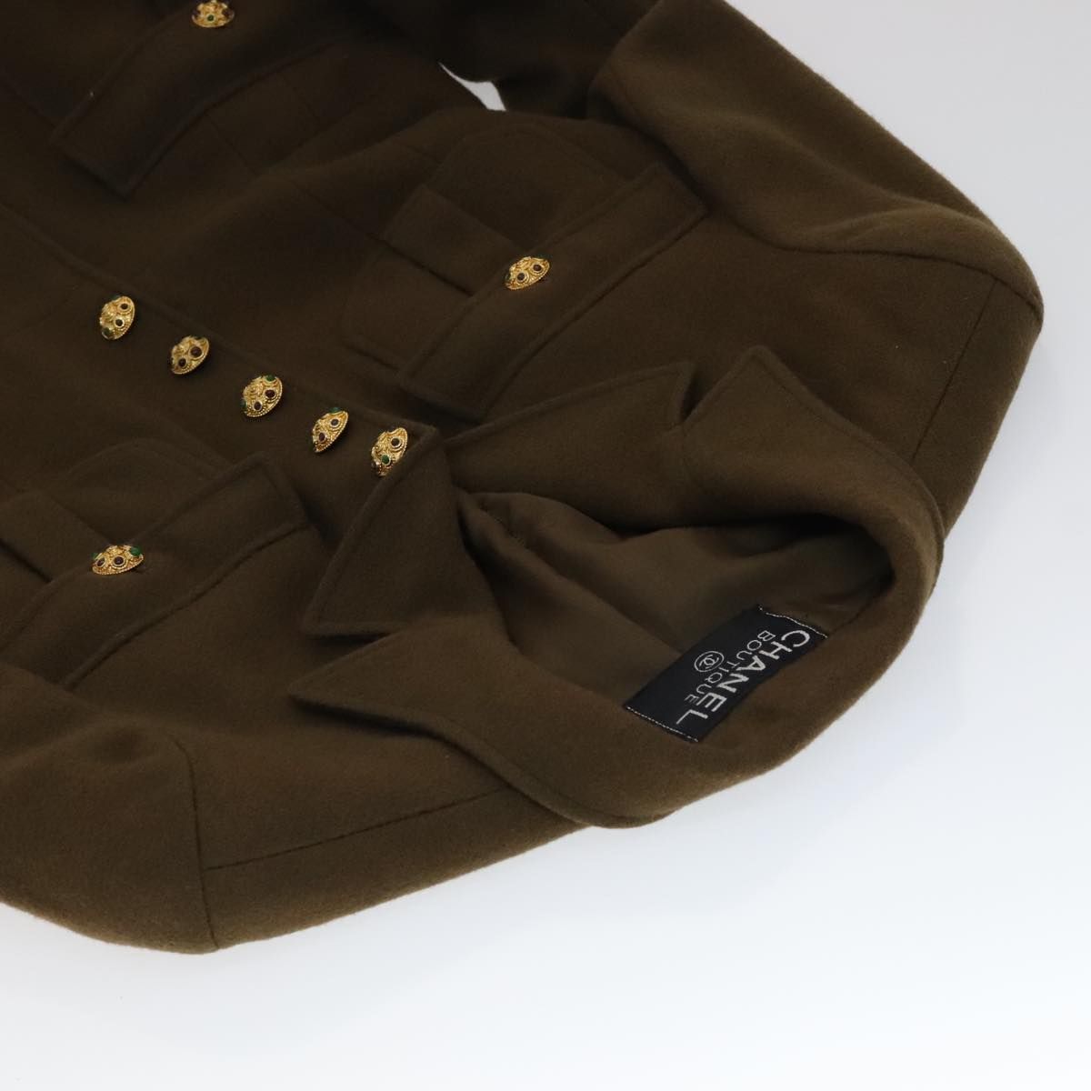 Chanel Jacket Wool Brown Cc Auth