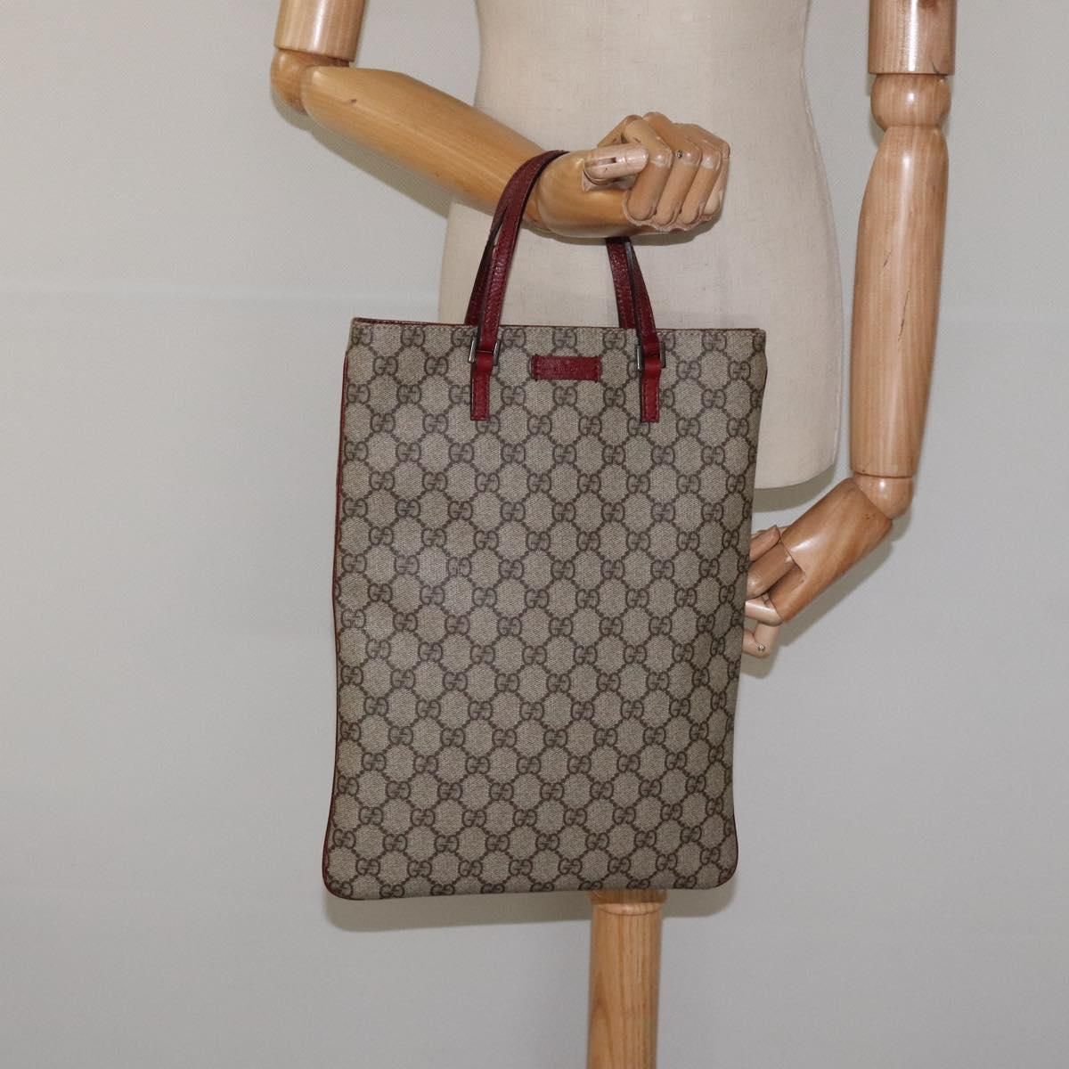 Gucci Gg Supreme Hand Bag Pvc Leather Beige 117551 Auth