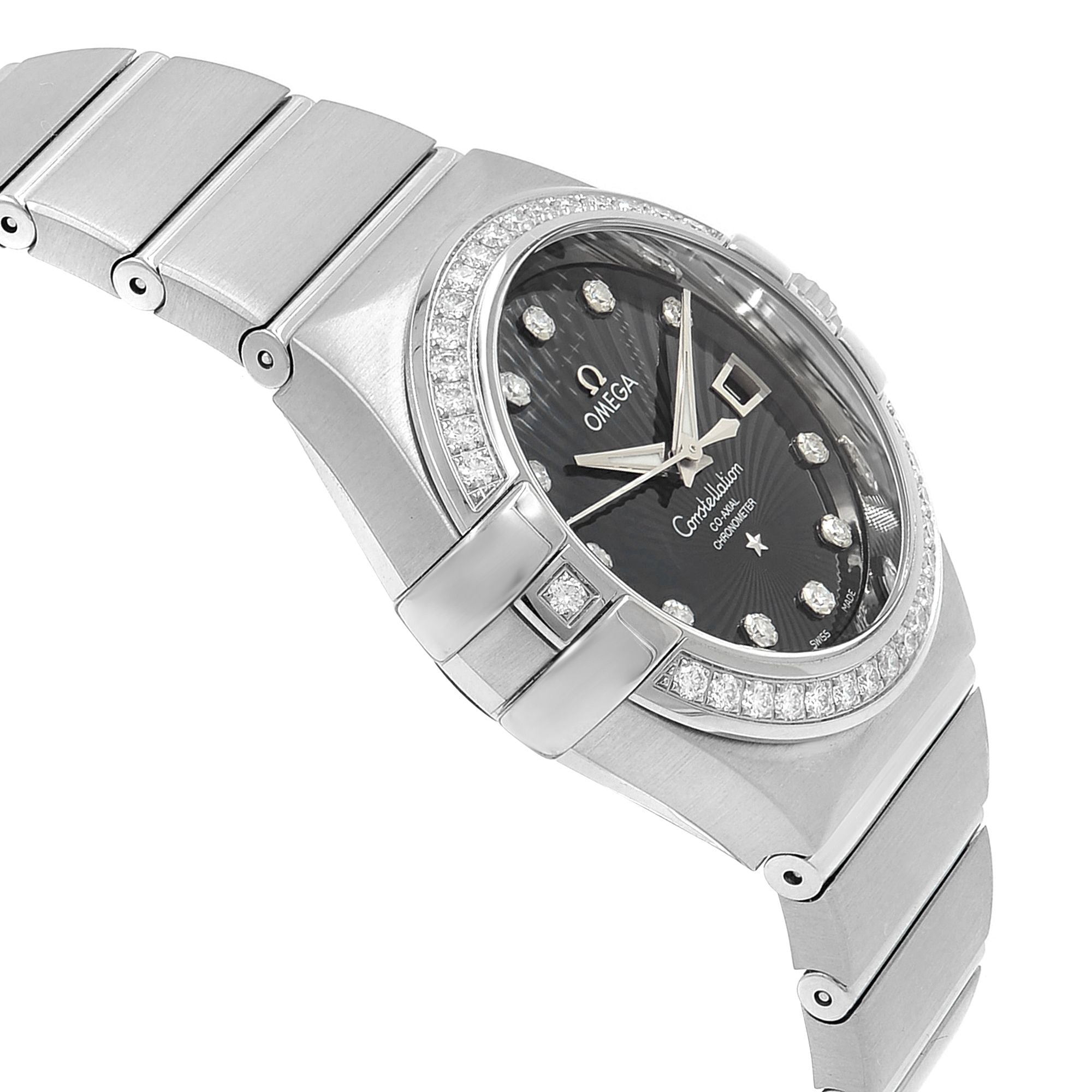 Omega Constellation 18K White Gold Black Dial Ladies Watch 123.55.31.20.51.001
