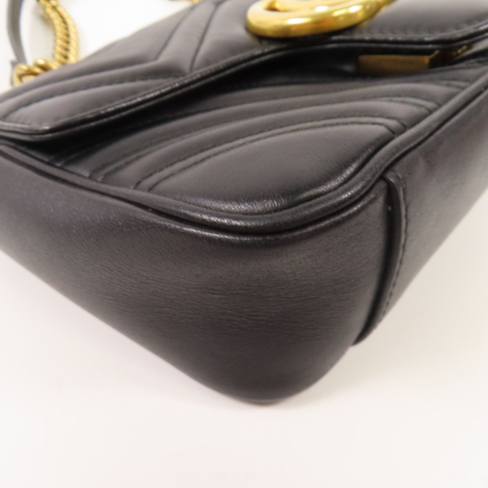 Gucci Cowhide Leather Gg Marmont Mini Golden Cross Shoulder Bag Black Calfskin (cowhide) 446744