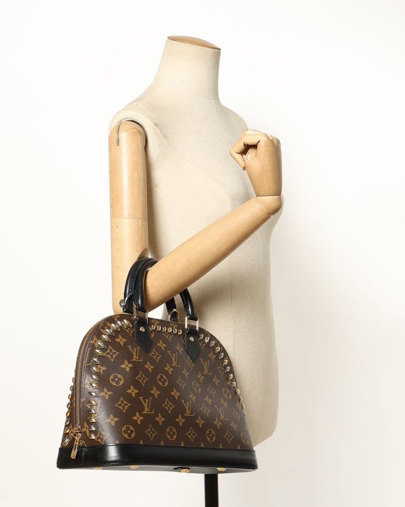 Louis Vuitton Monogram Macassar Studded Alma PM Bag