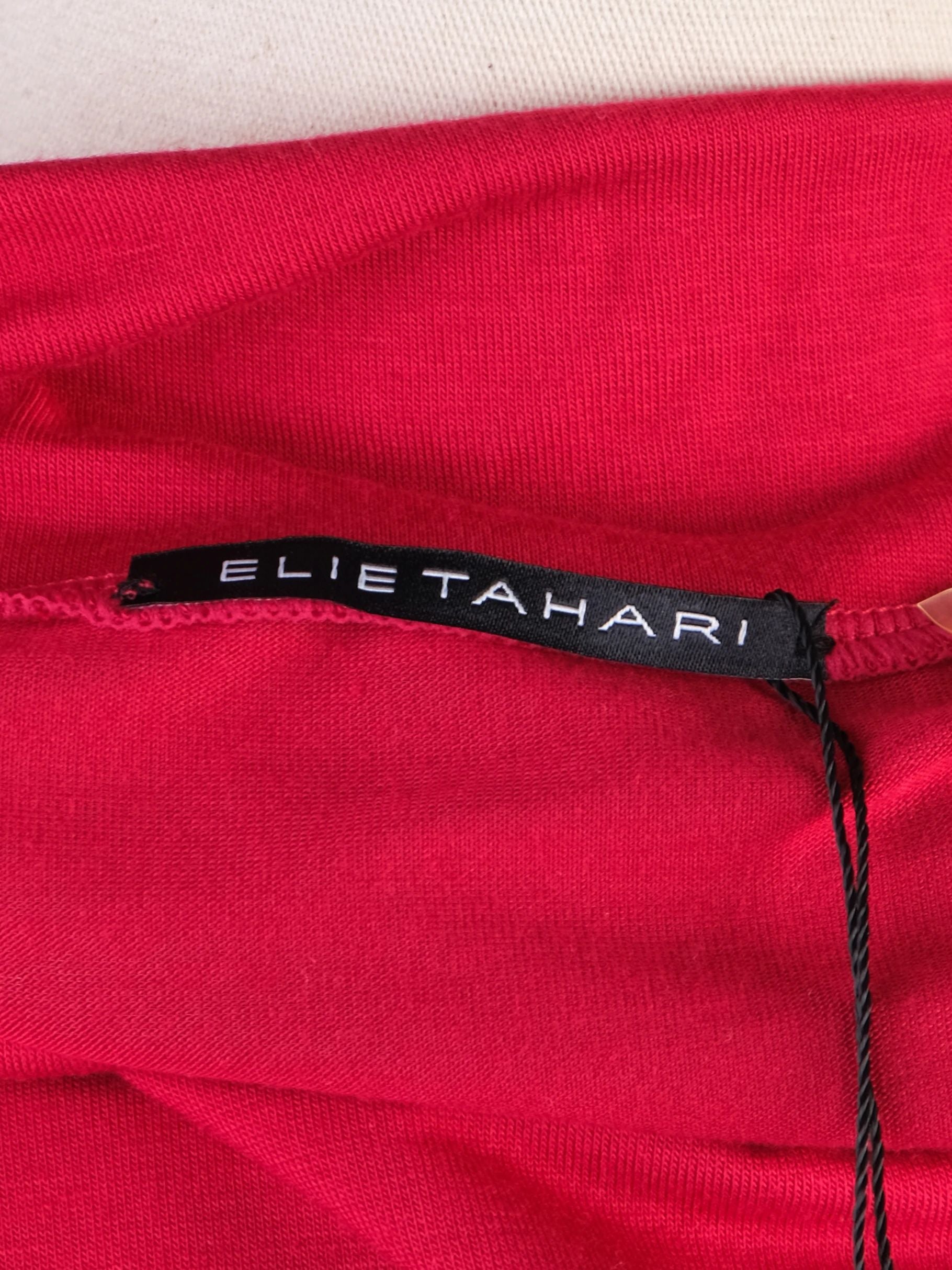 Elie Tahari Red Modal Top Size S with Draped Cowl Neckline