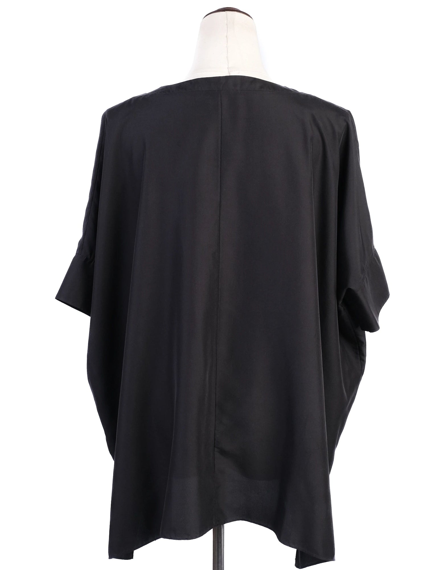 Excellent Cos Black Silk V-Neck Top Size M Wide Sleeves