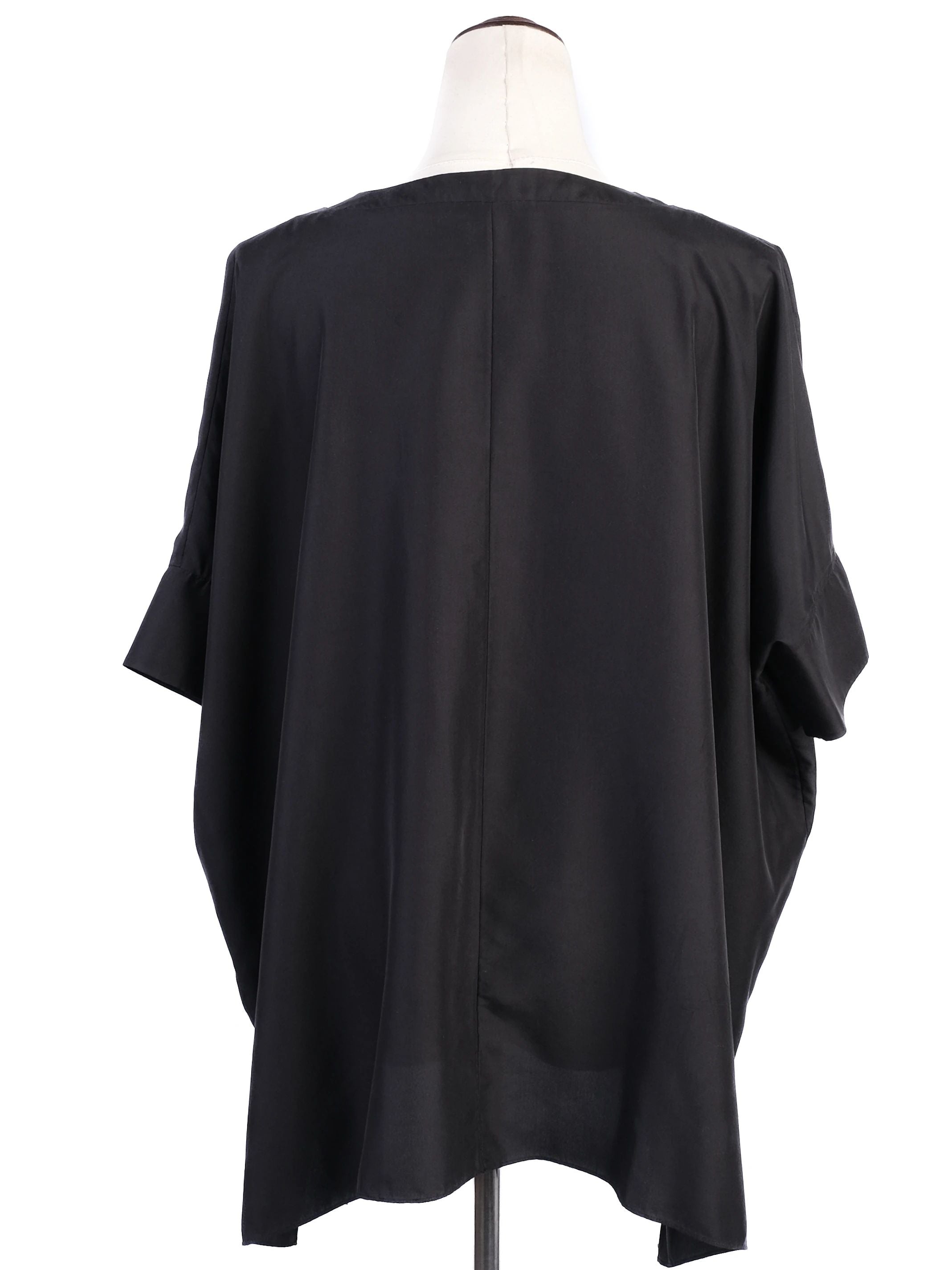 Excellent Cos Black Silk V-Neck Top Size M Wide Sleeves