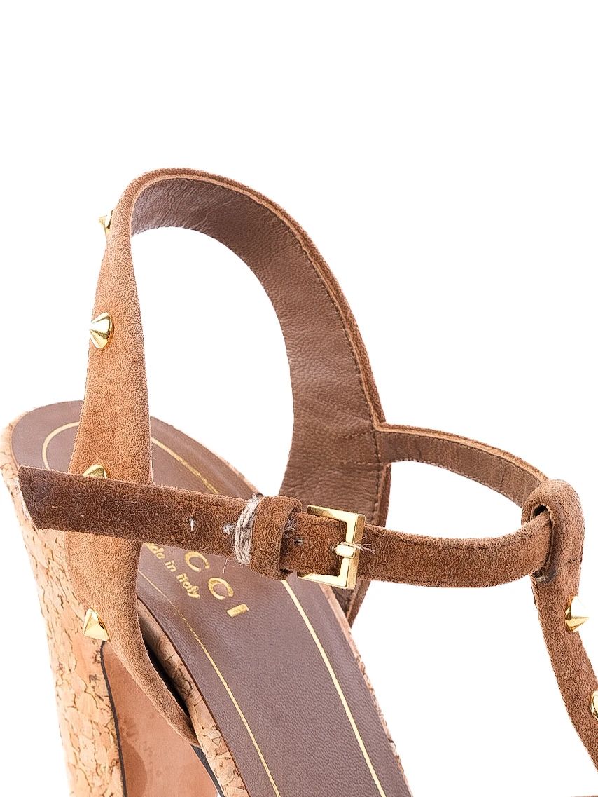 Excellent Gucci Orange High-Heeled Sandals Size 36 with Cork Heel