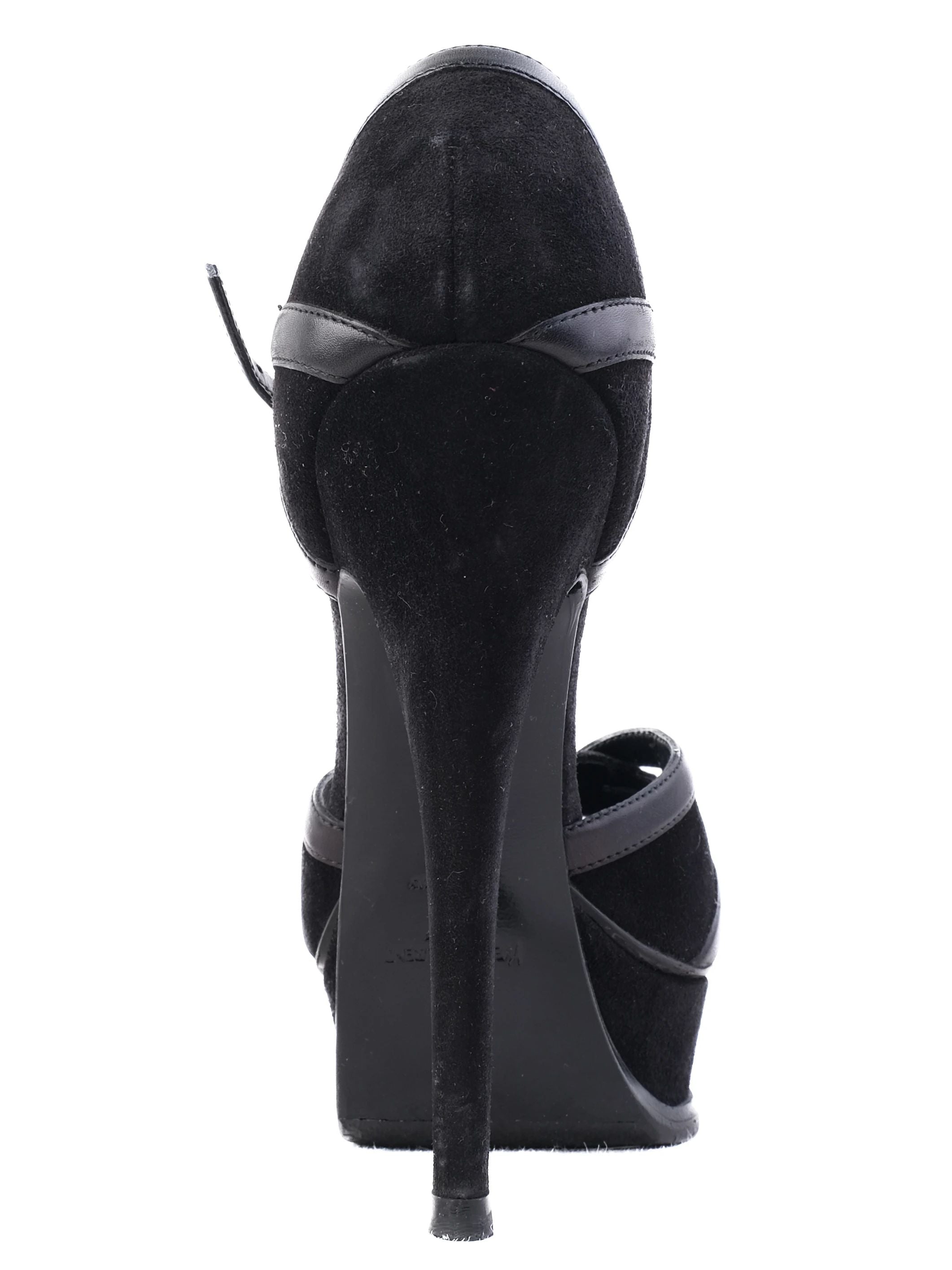 Excellent Yves Saint Laurent Black Leather High-Heeled Sandals Size 36