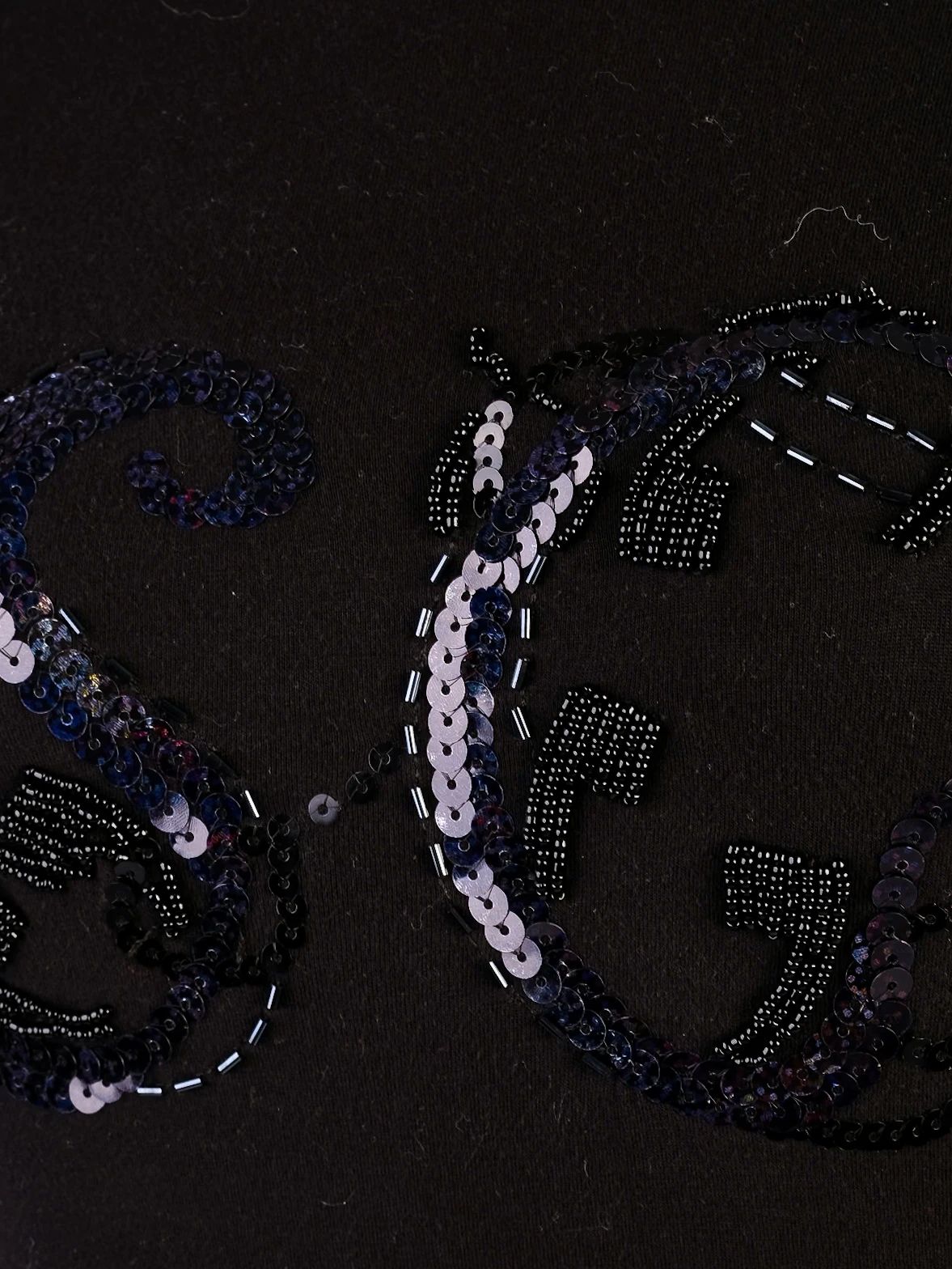 Just Cavalli Black T-Shirt XS with Sequin SG Embellishments