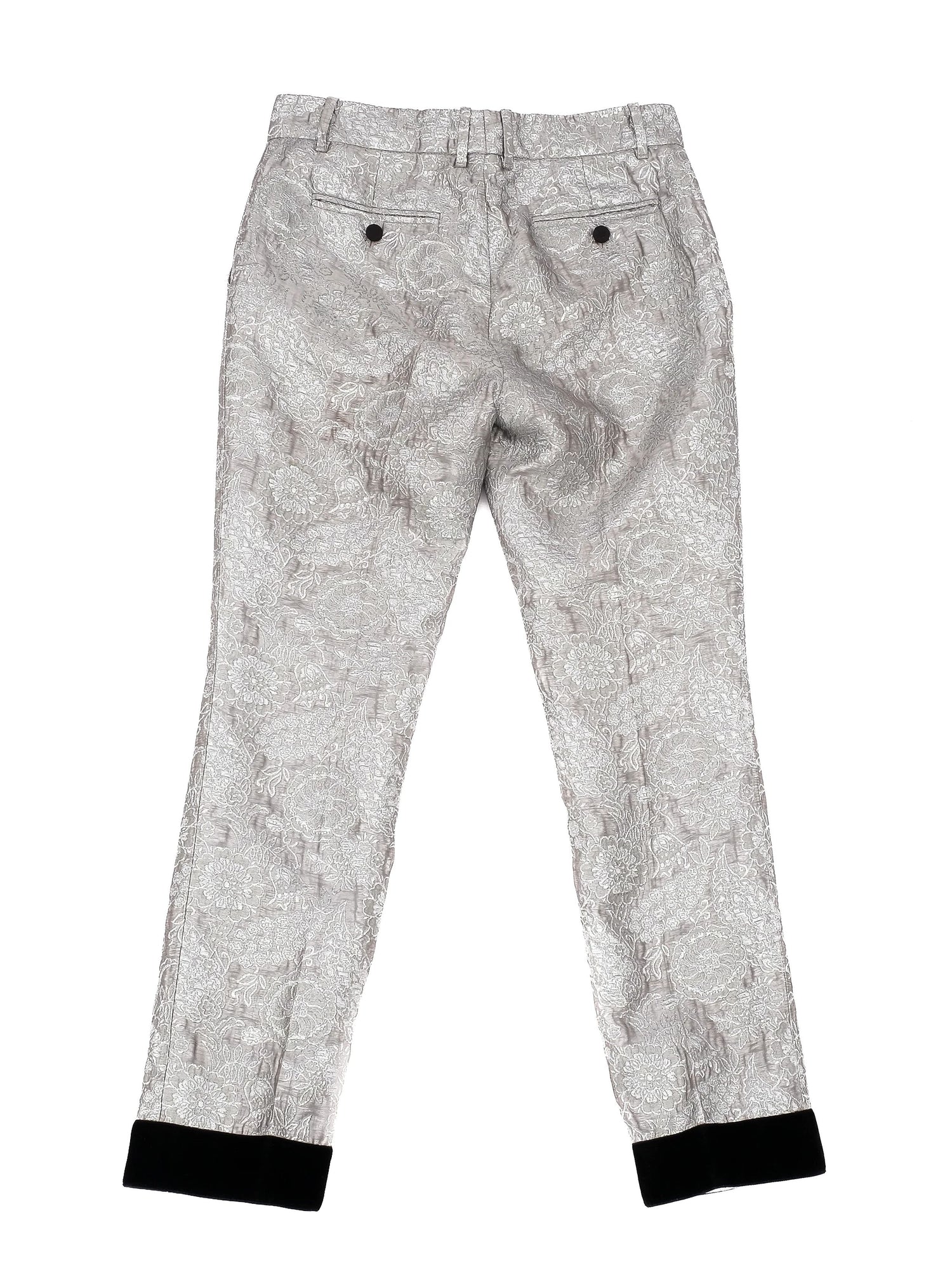 Excellent Gucci Gray Floral Patterned Pants Size M Made in Italy