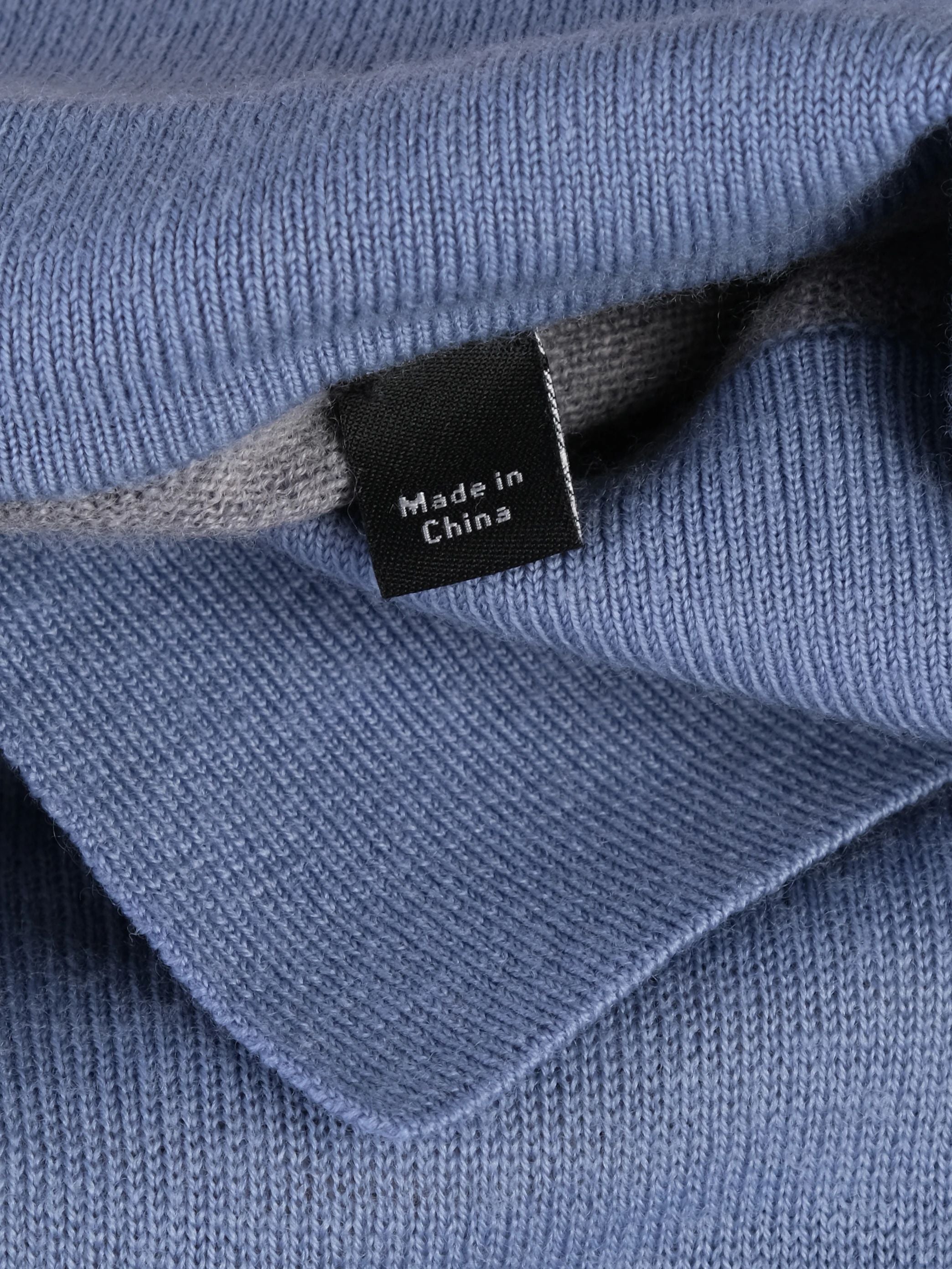Excellent Vince Blue Wool Long Sleeve Polo Shirt Size XL