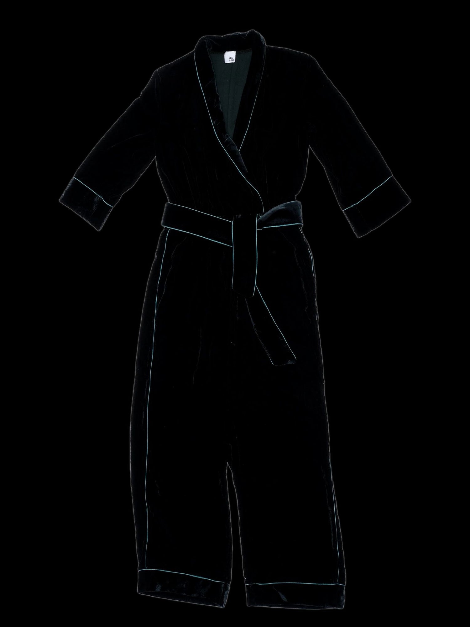 Excellent Iris&Ink Green Polyester Robe M with Contrasting Trim