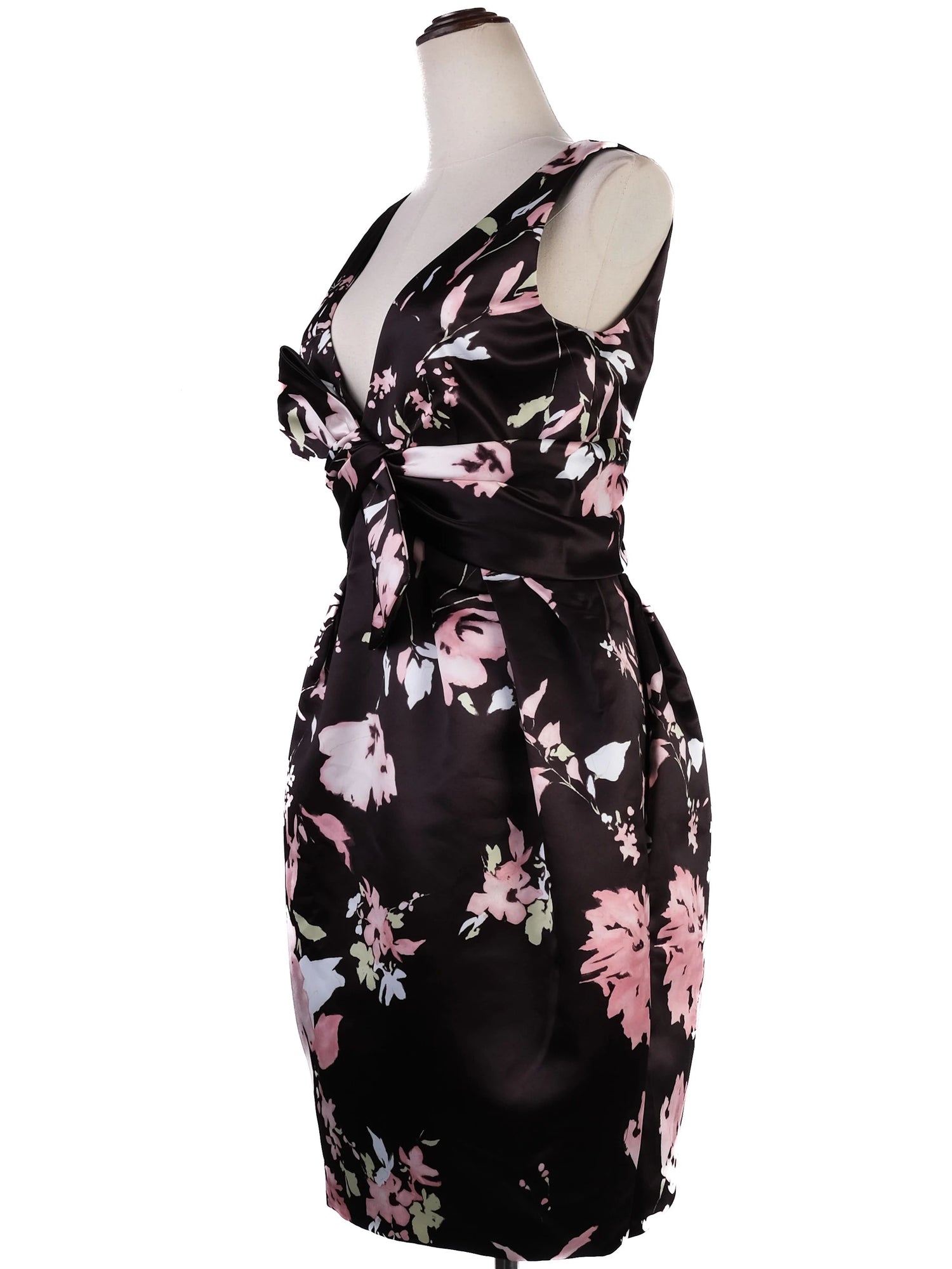 NEW MaxCo Floral Sleeveless Dress Black Pink Polyester Size M