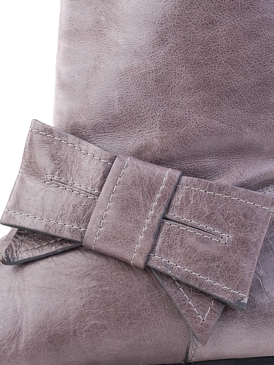 Red Valentino Gray Leather Knee-High Boots with Bow Detail Size 38