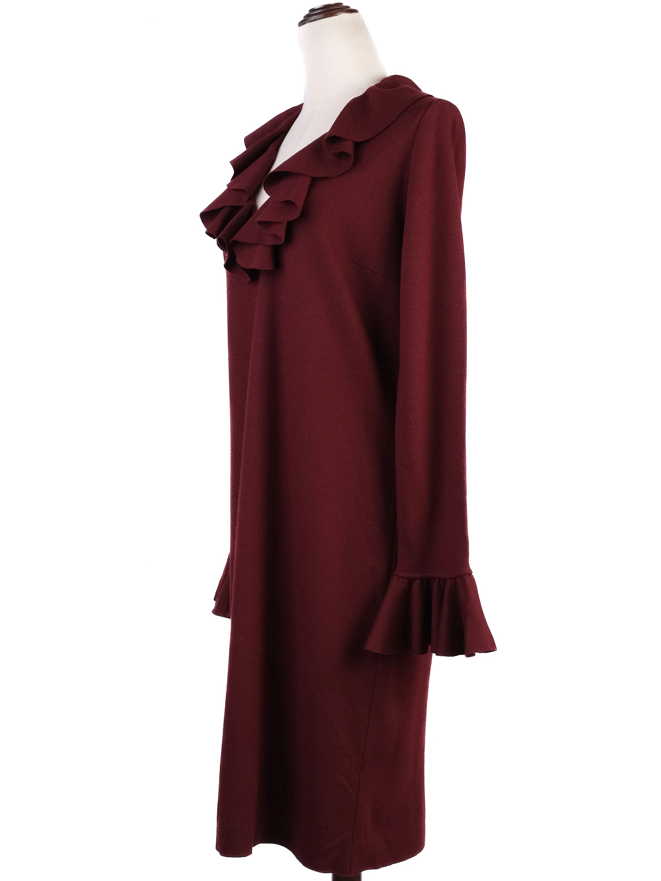 Excellent Gucci Red Wool Dress with Ruffles for Women