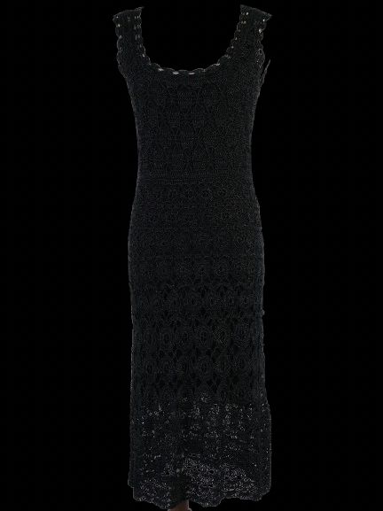 Excellent Laurel Black Crochet Dress with Shawl Size S