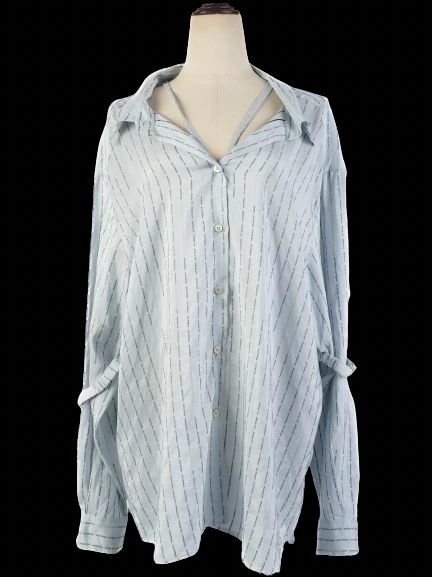 Excellent Prada Blue Silk Button-Up Shirt Size L - Women&