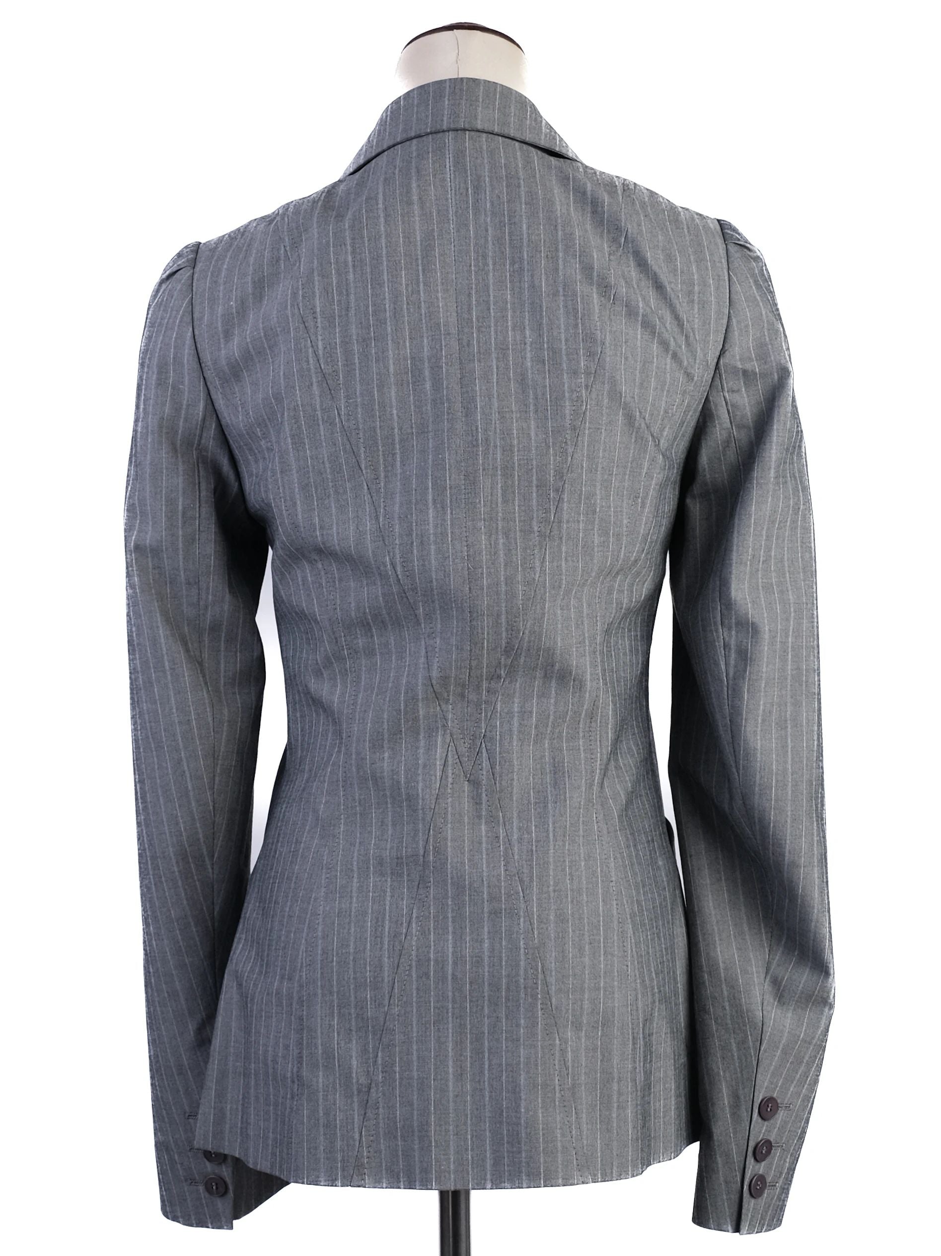 Excellent Reiss Gray Pinstripe Blazer Size S Double-Breasted Women