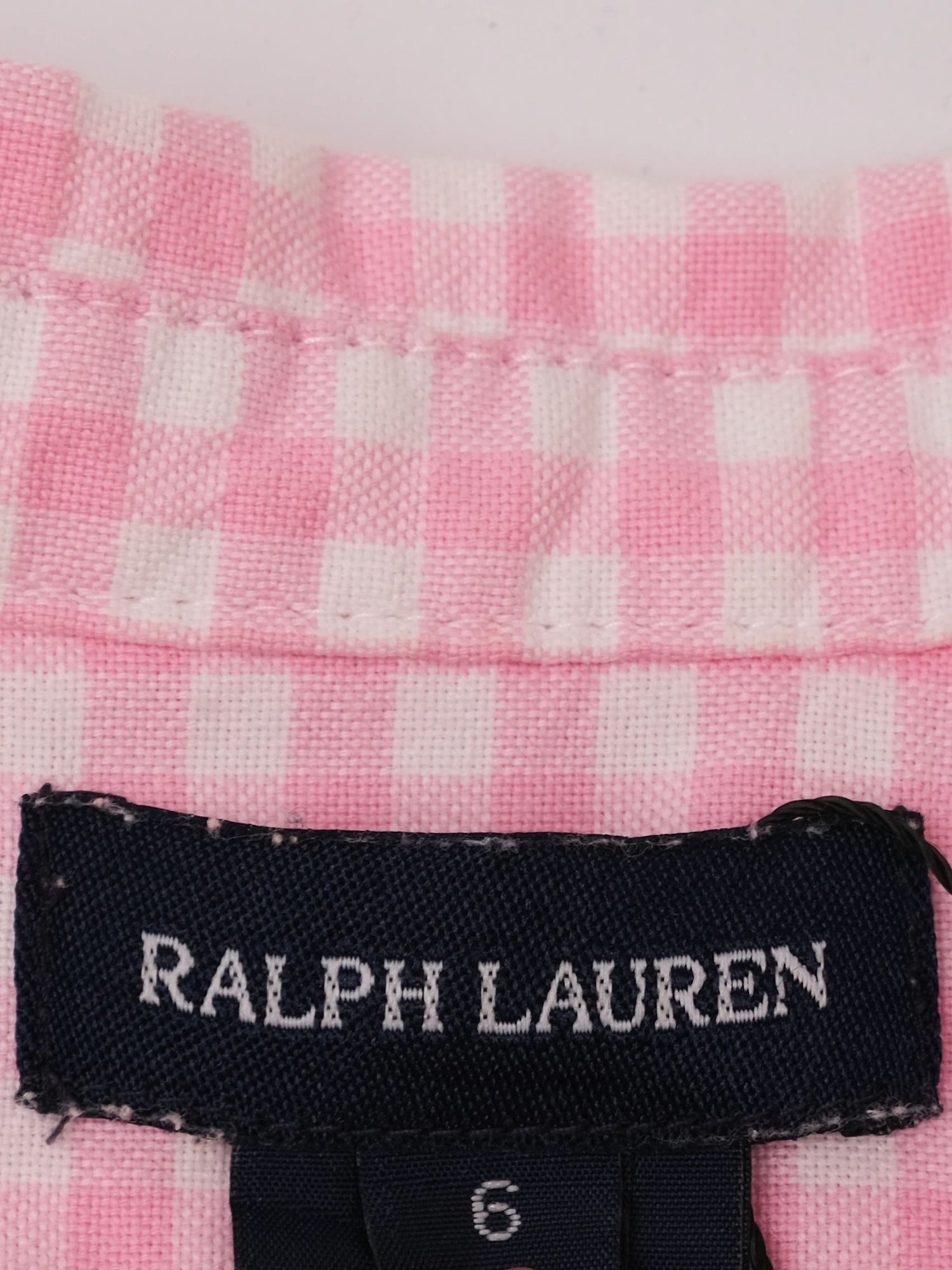 Excellent Ralph Lauren Pink Cotton Checkered Dress for Kids Size 6