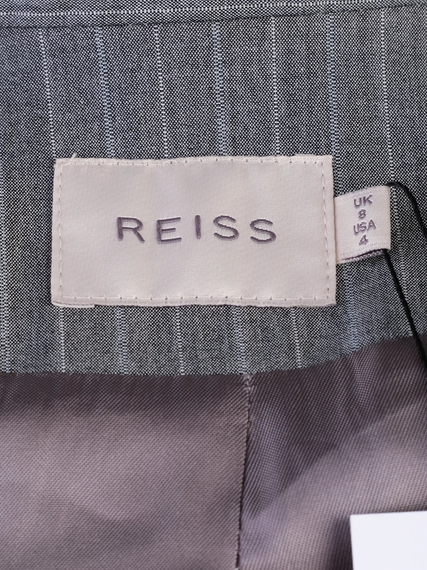 Excellent Reiss Gray Pinstripe Blazer Size S Double-Breasted Women