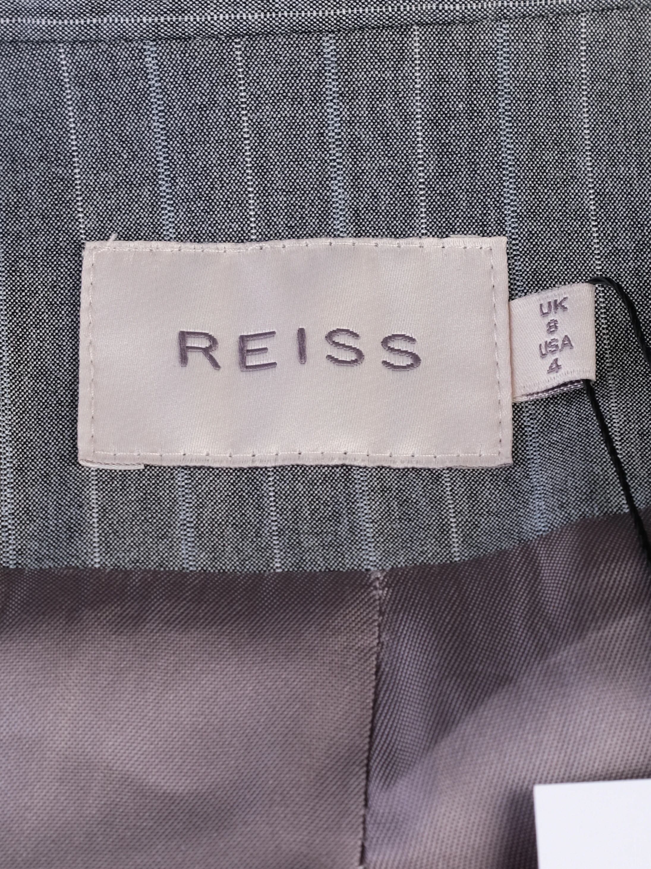 Excellent Reiss Gray Pinstripe Blazer Size S Double-Breasted Women