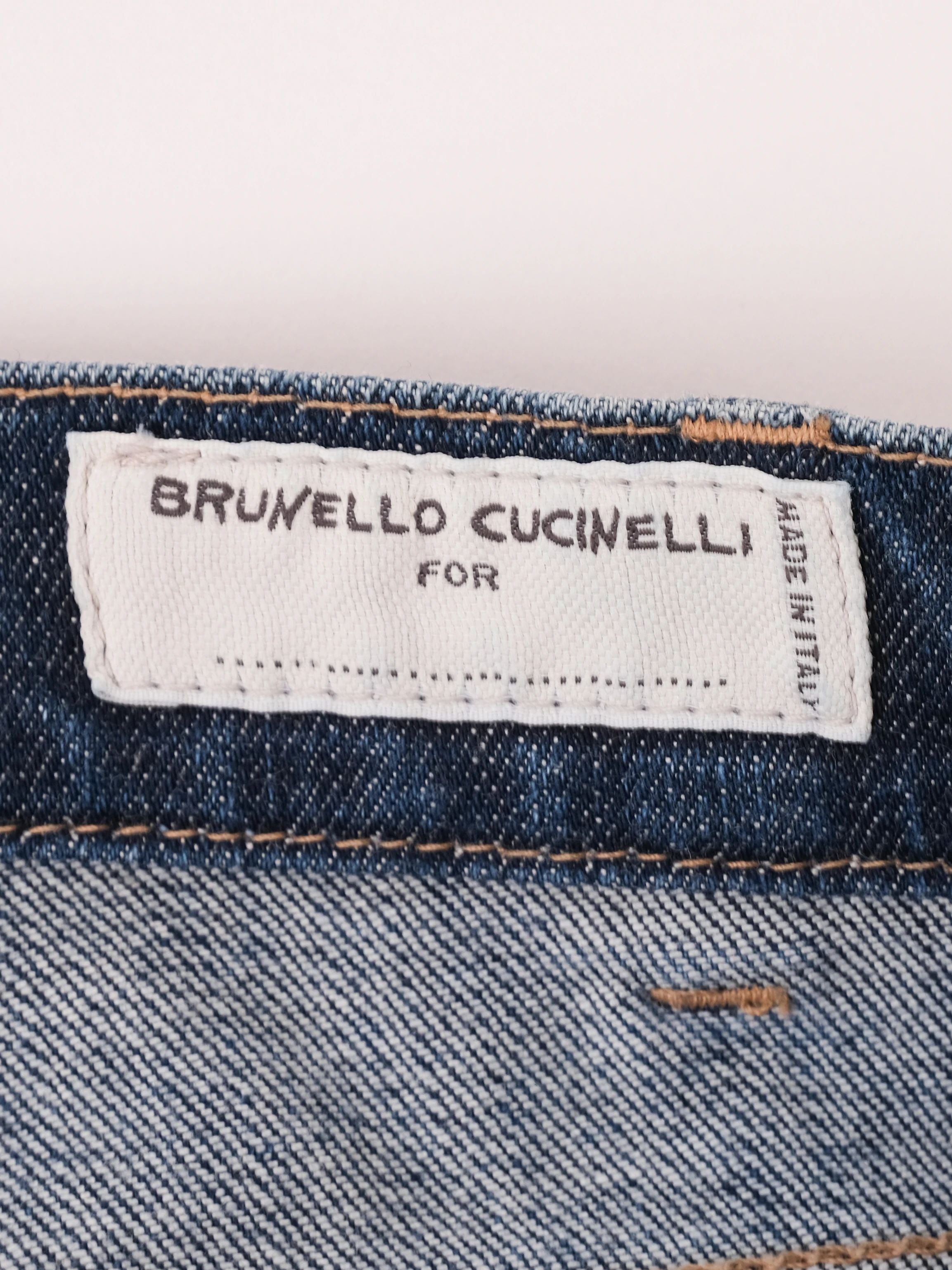 Brunello Cucinelli Blue Distressed Jeans Size 12 Cotton Natural