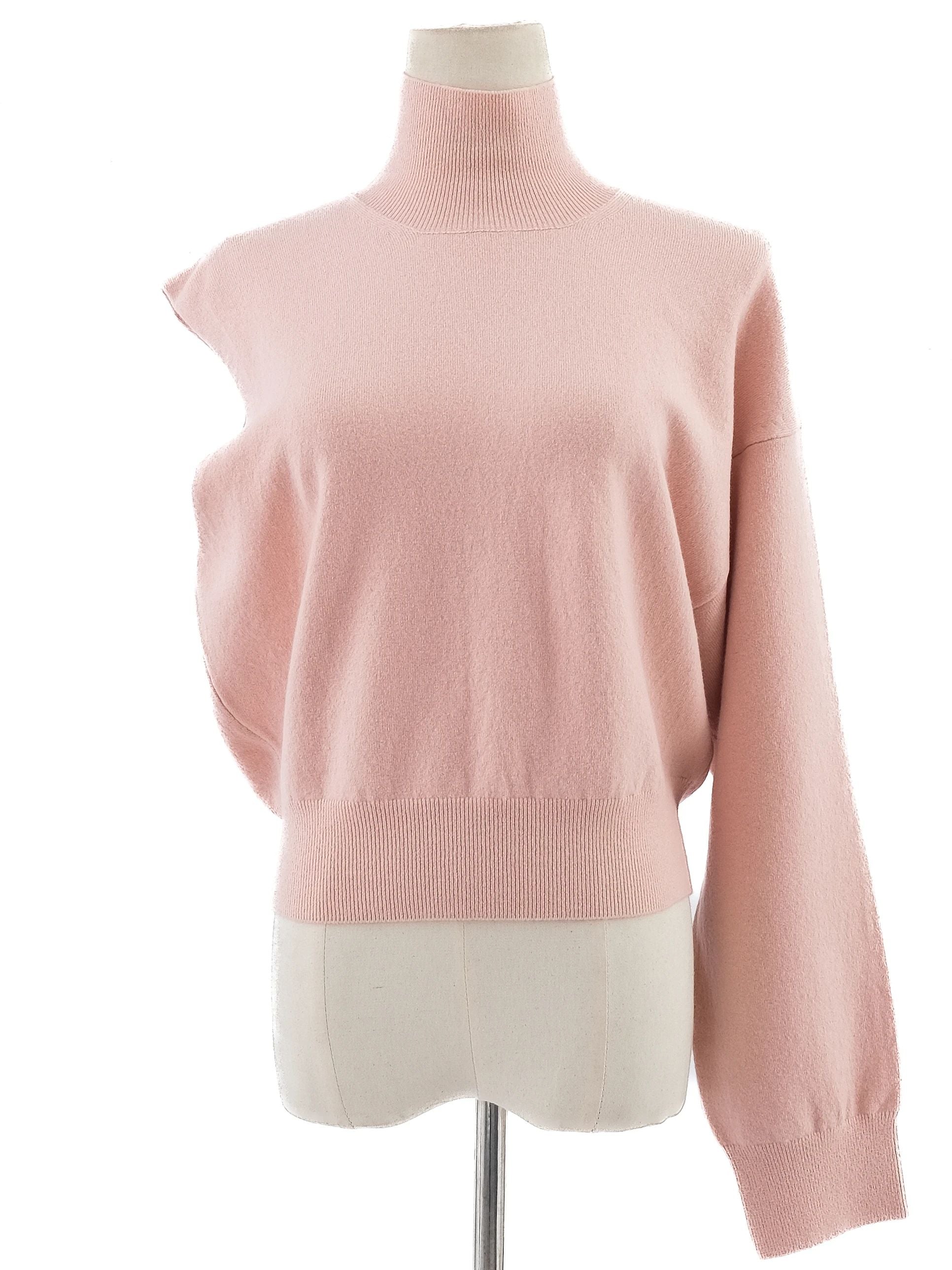 Perfect Fendi Pink Wool Asymmetric Sweater with Turtleneck