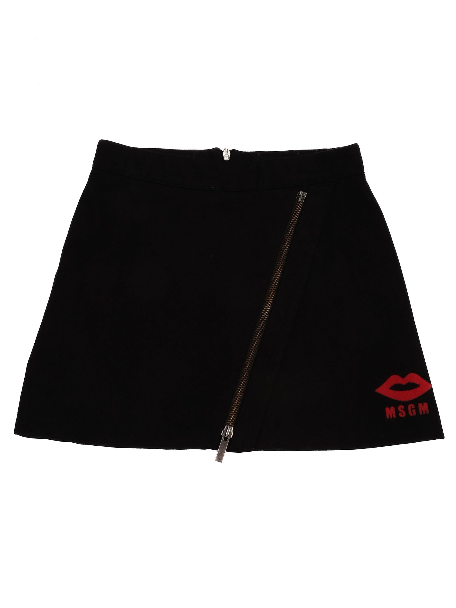 Excellent MSGM Black Viscose Skirt with Red Graphic Size 6