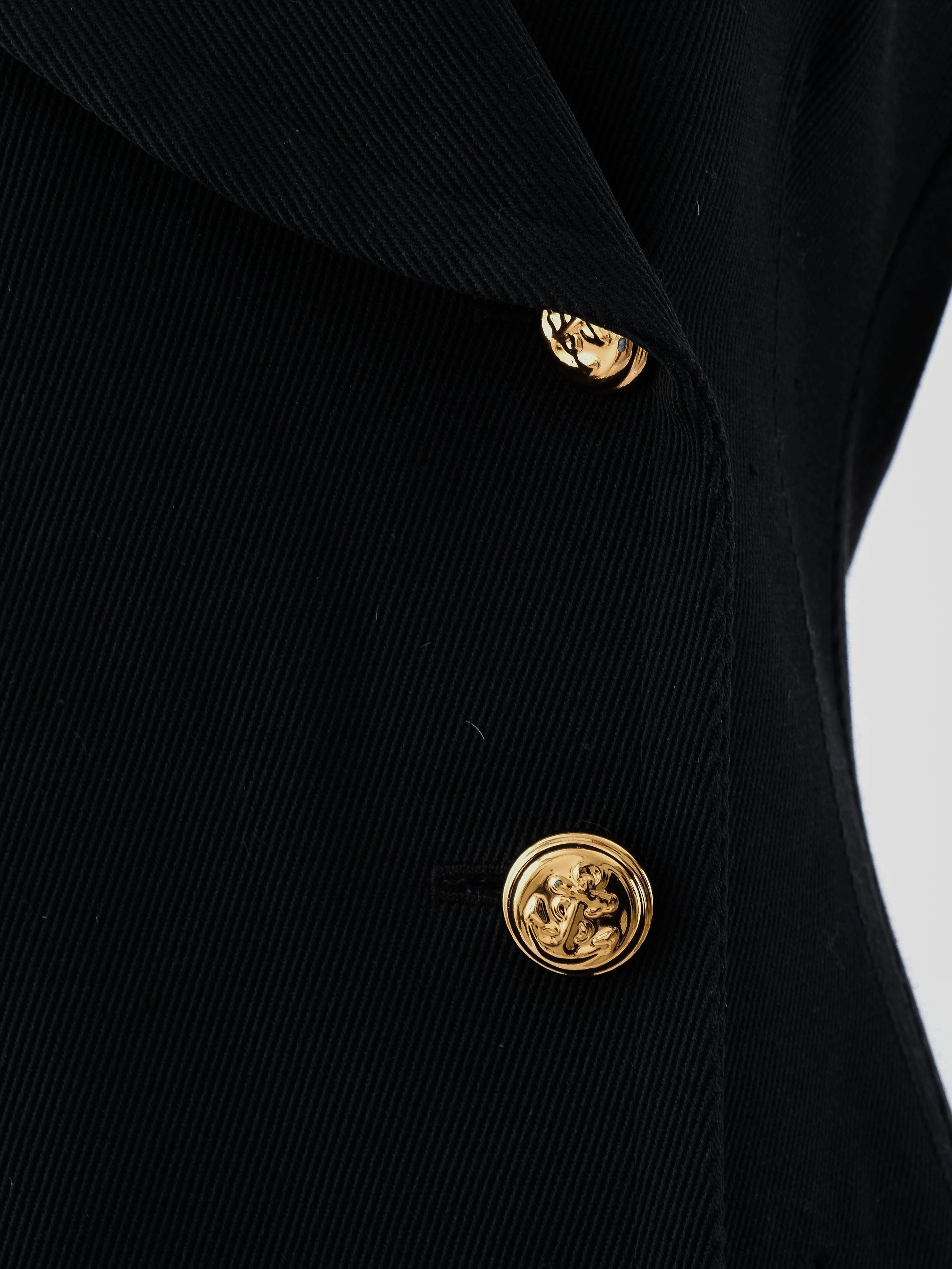 Excellent Alexander McQueen Black Wool Double-Breasted Coat Size M