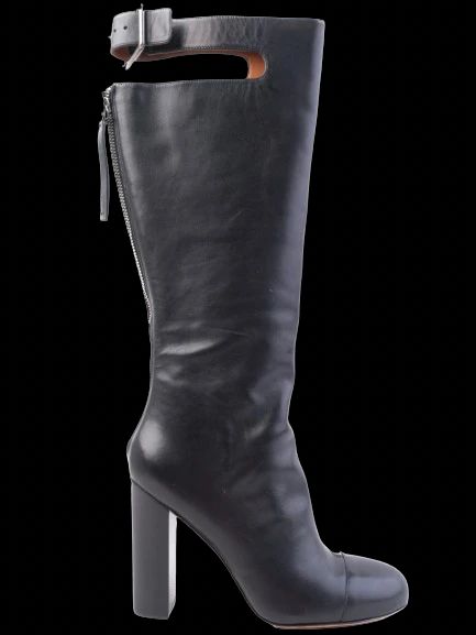 Perfect Marc Jacobs Black Leather Knee-High High-Heeled Boots Size 38