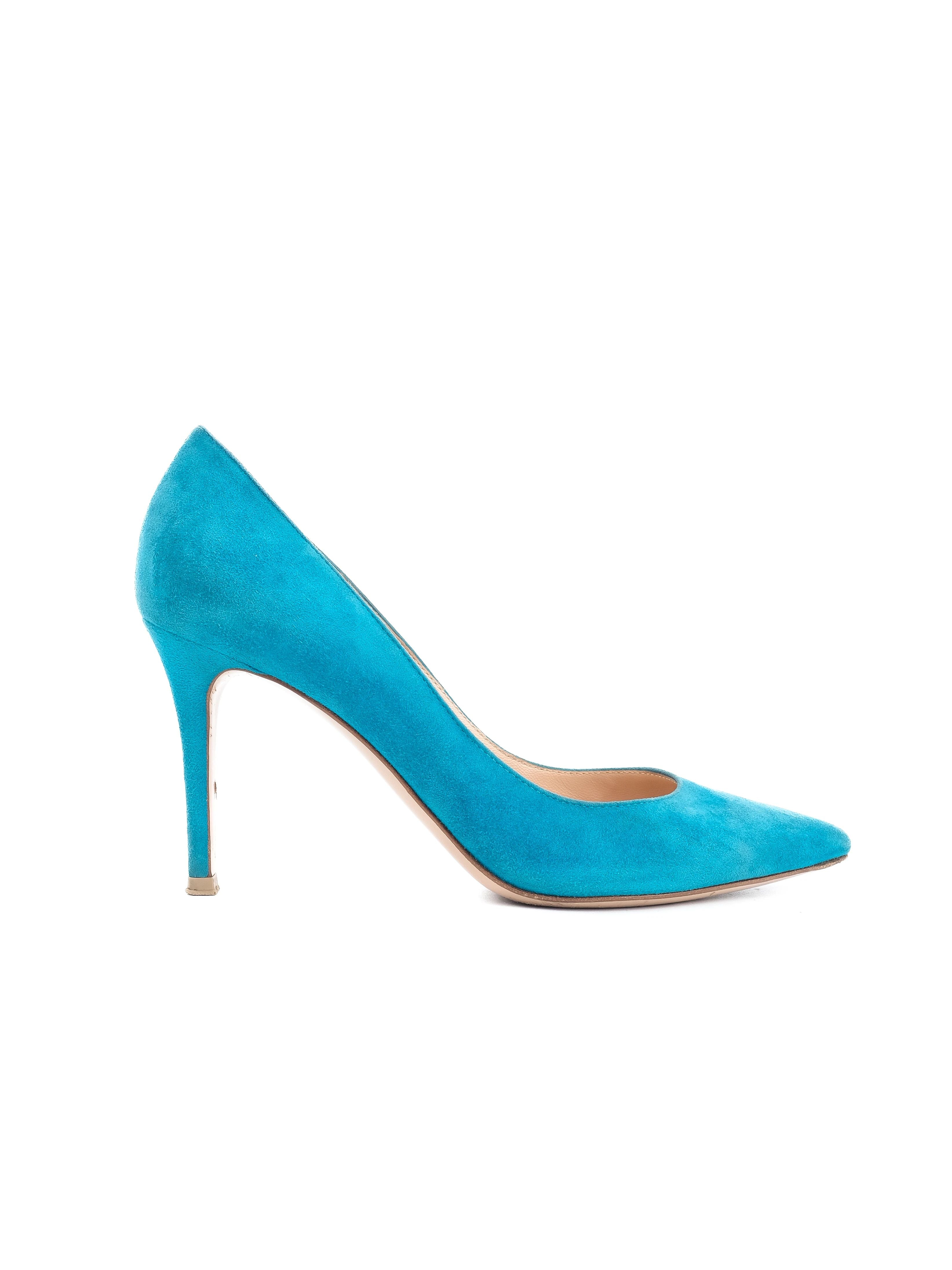 Excellent Gianvito Rossi Blue Suede Heels Size 37