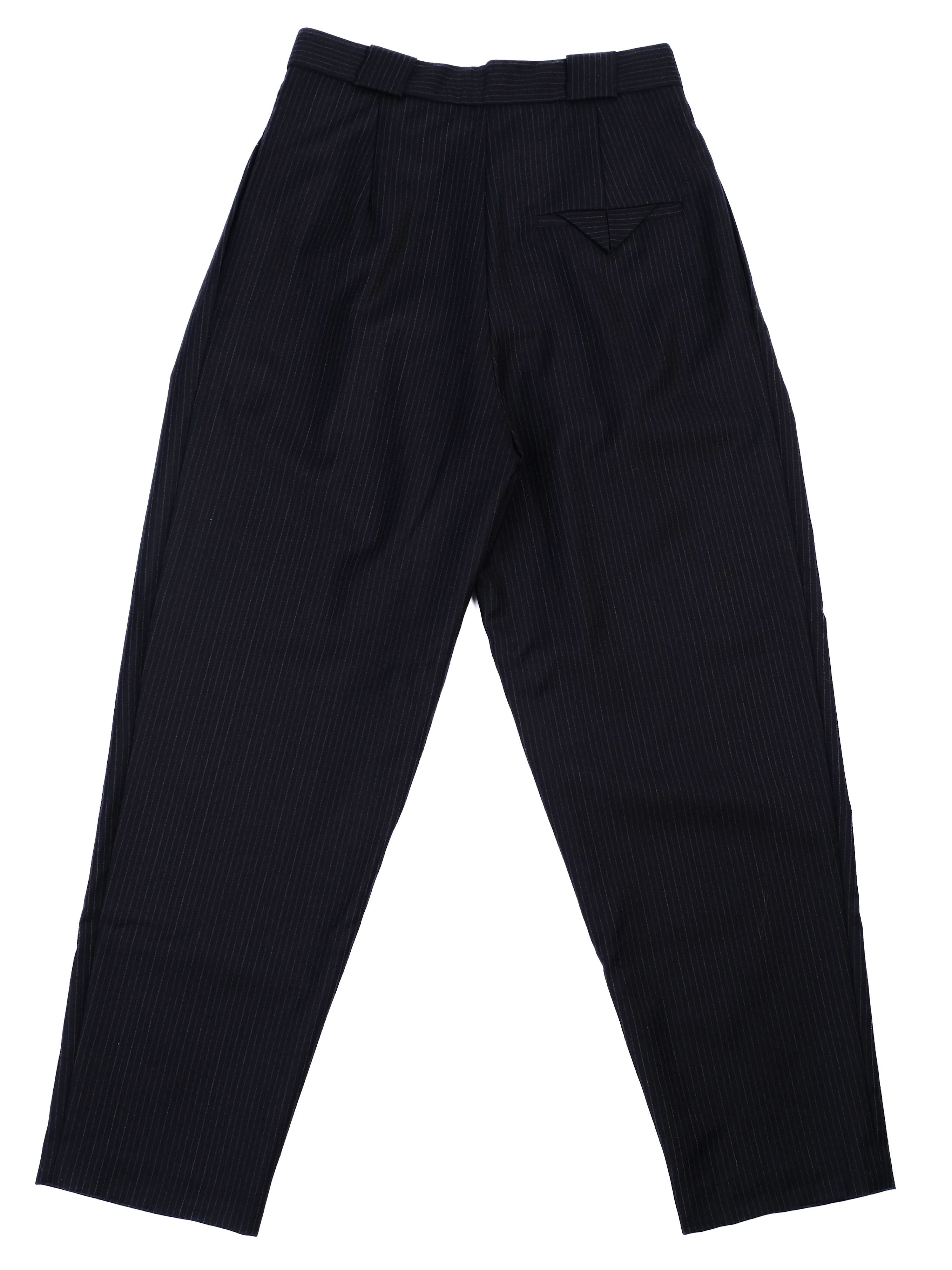 Excellent Tara Jarmon Blue Wool Pants Size S Pinstriped Design