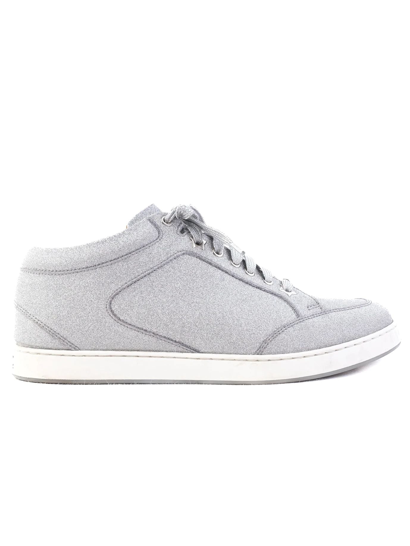 Excellent Jimmy Choo Gray Leather Sneakers with White Sole