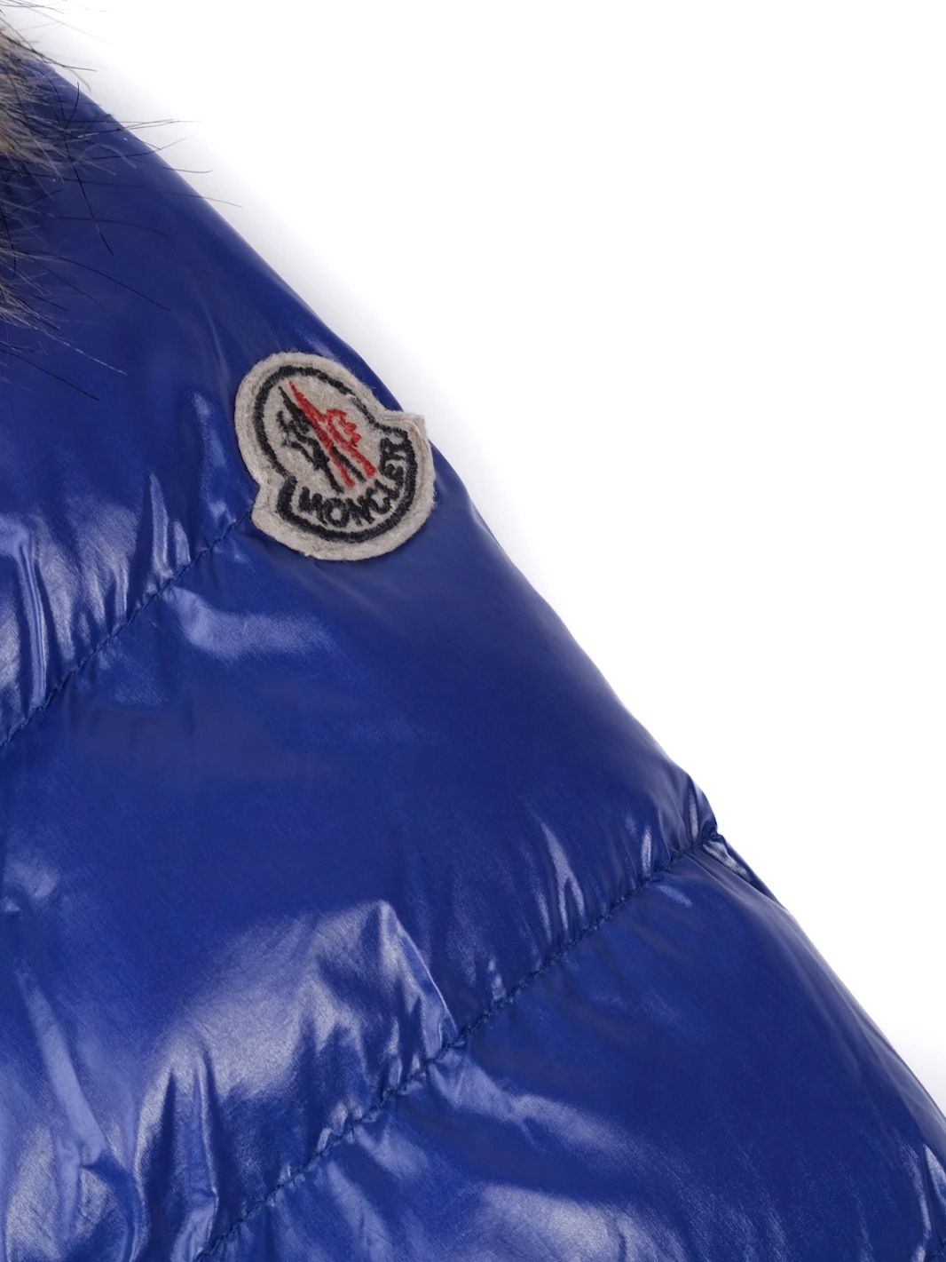 Excellent Moncler Blue Puffer Jacket with Fur-Lined Hood for Kids Size 11