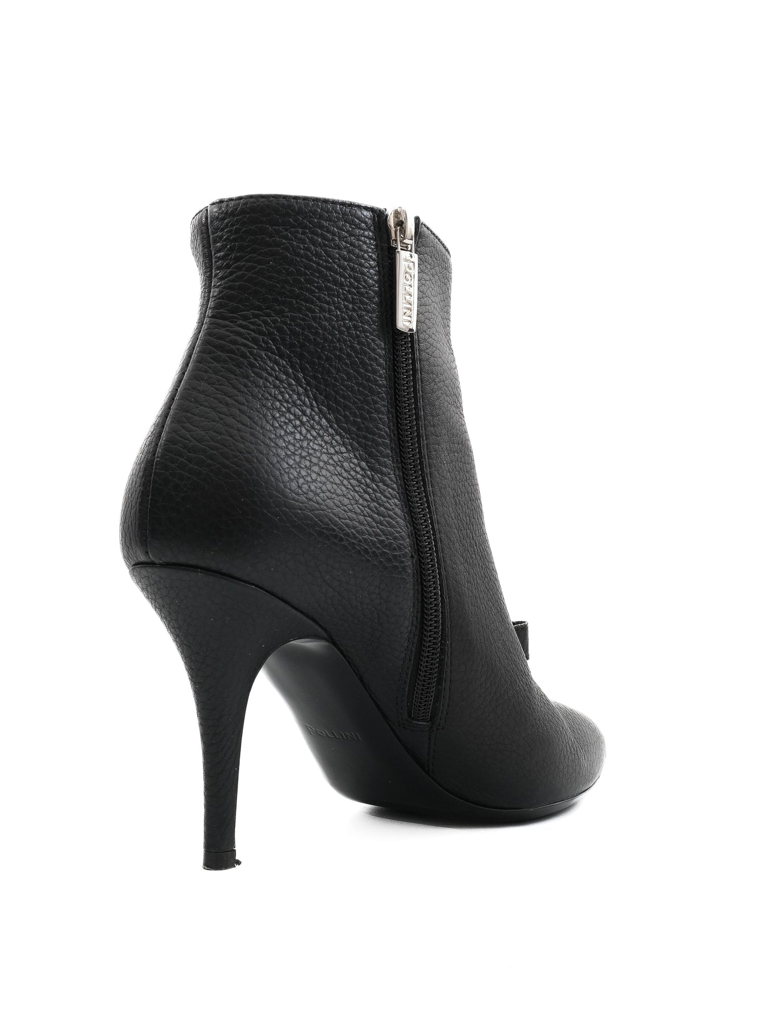 Excellent Pollini Black Leather Ankle Boots Size 39 with Stiletto Heels
