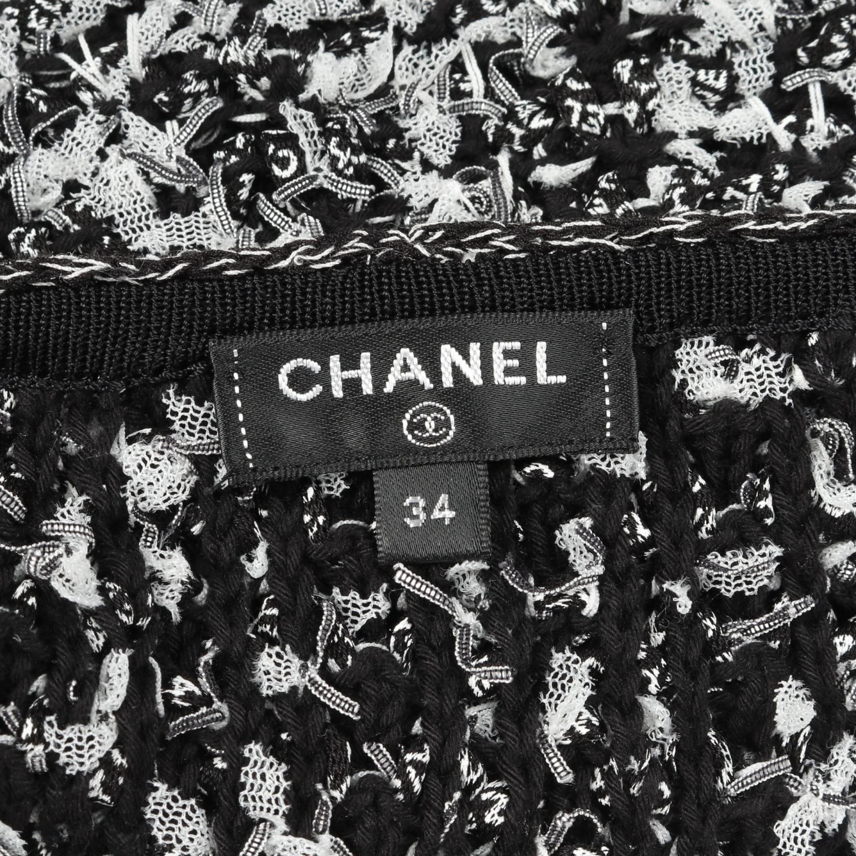 Chanel Black White Dress Cotton Silk P 58967k 07720
