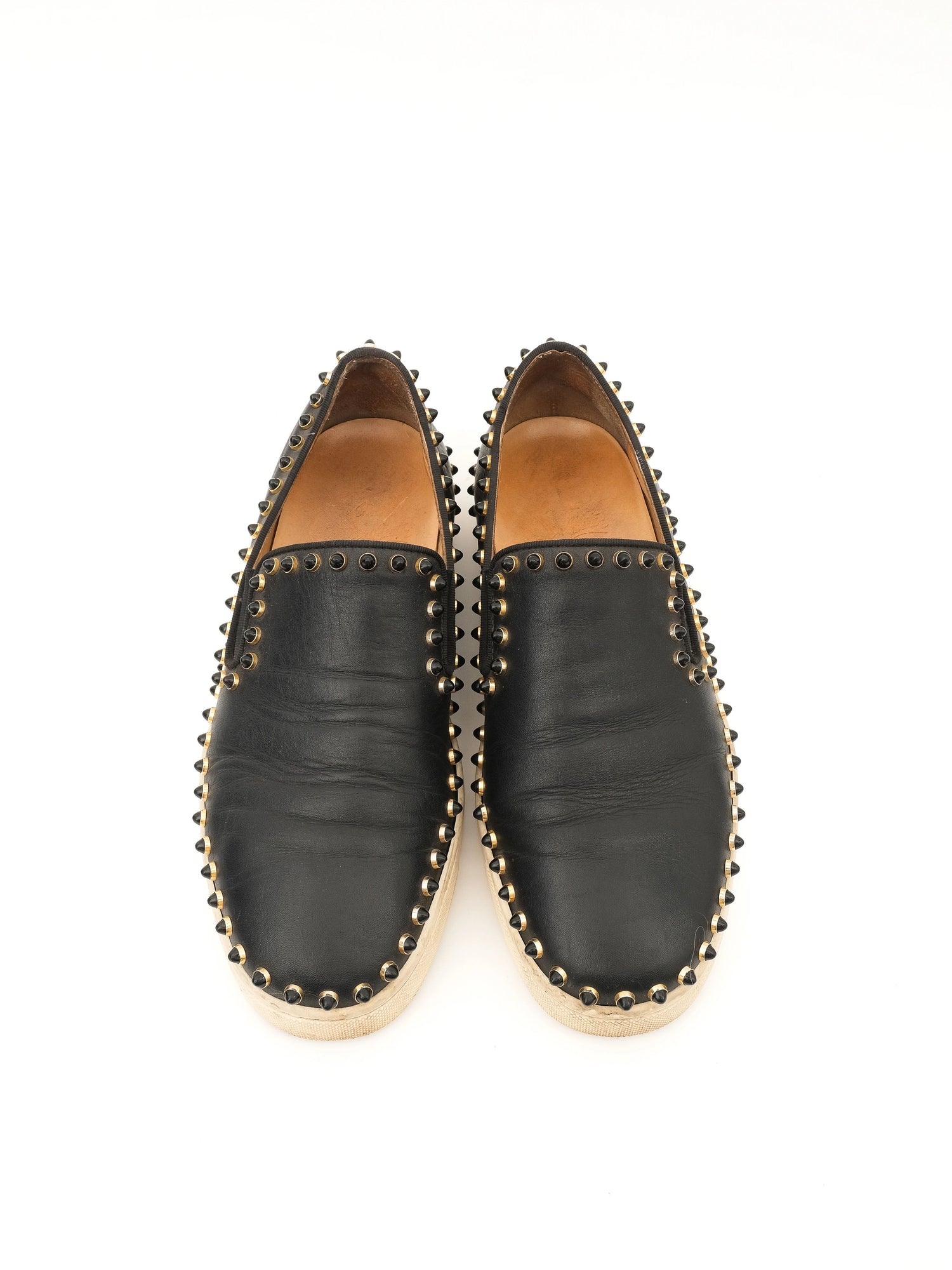 Christian Louboutin Black Leather Slip-On Sneakers Size 39