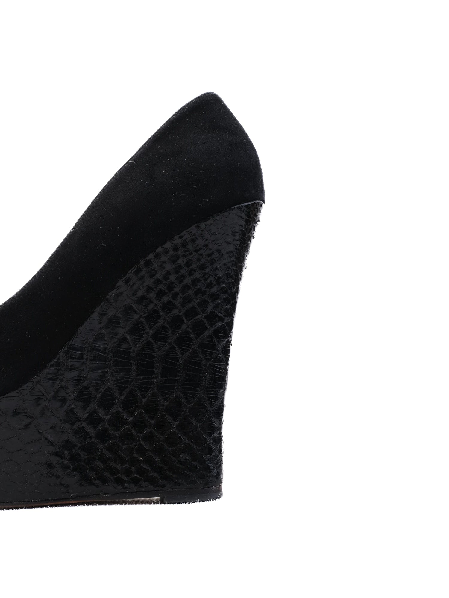 Excellent Alexandre Birman Black Leather Platform Wedge Size 40