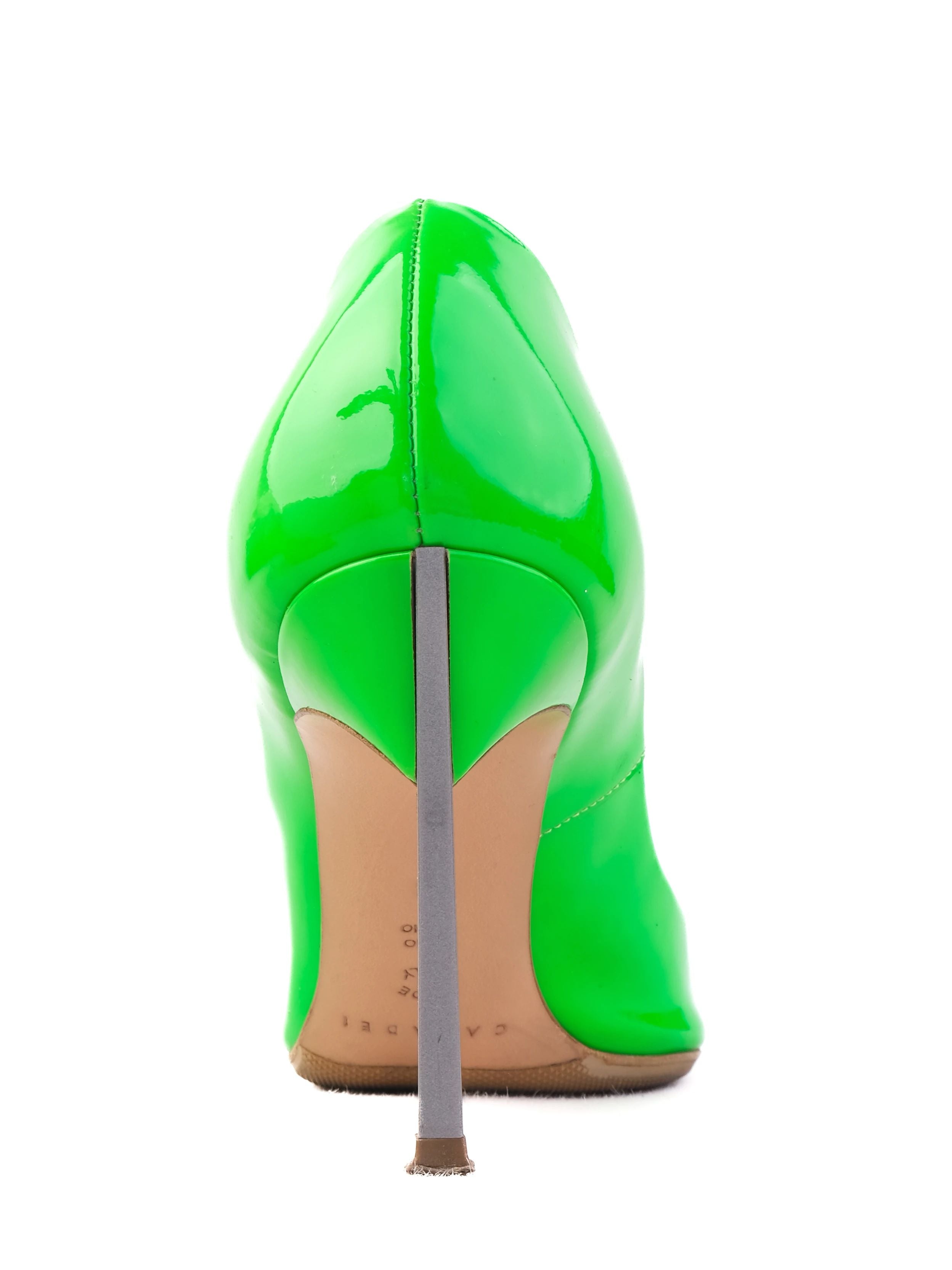 Excellent Casadei Green Leather Stiletto Heels Size 36 Peep-Toe