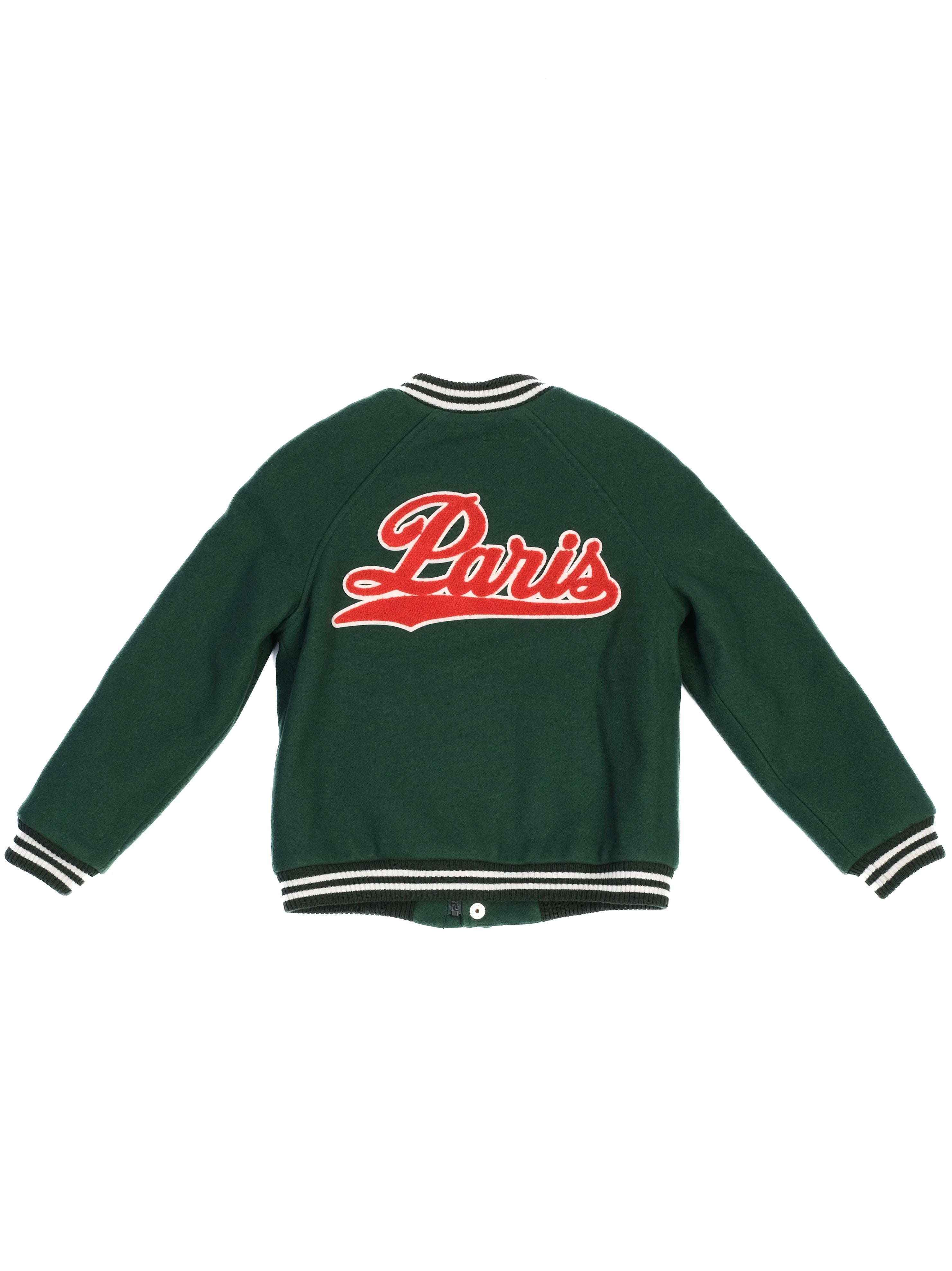 Excellent Bonpoint Varsity Jacket Green Cotton Size 8 For Kids