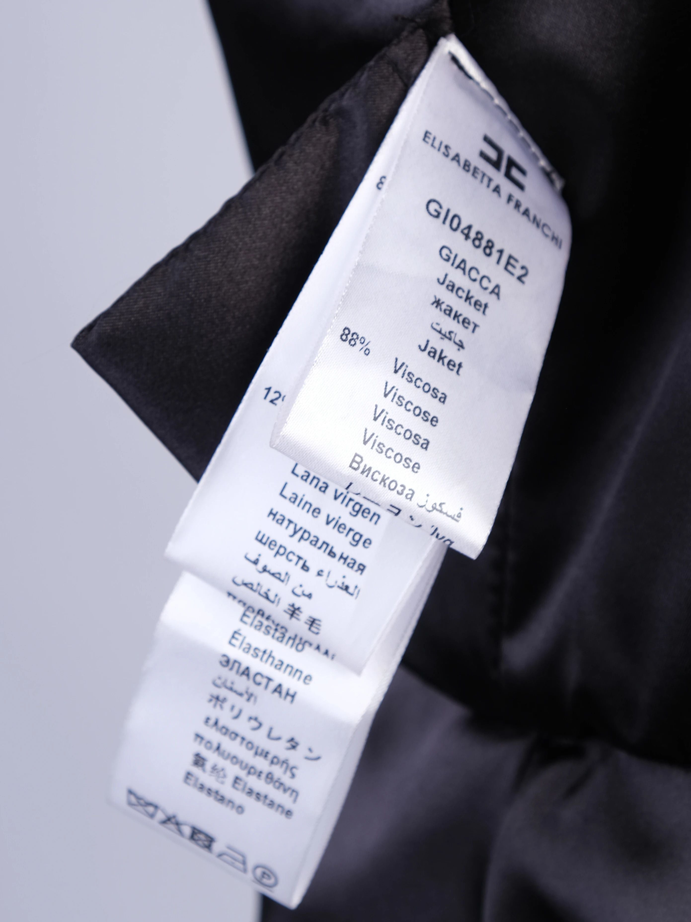 Excellent Elisabetta Franchi Black Wool Blazer Size M Peplum Detail