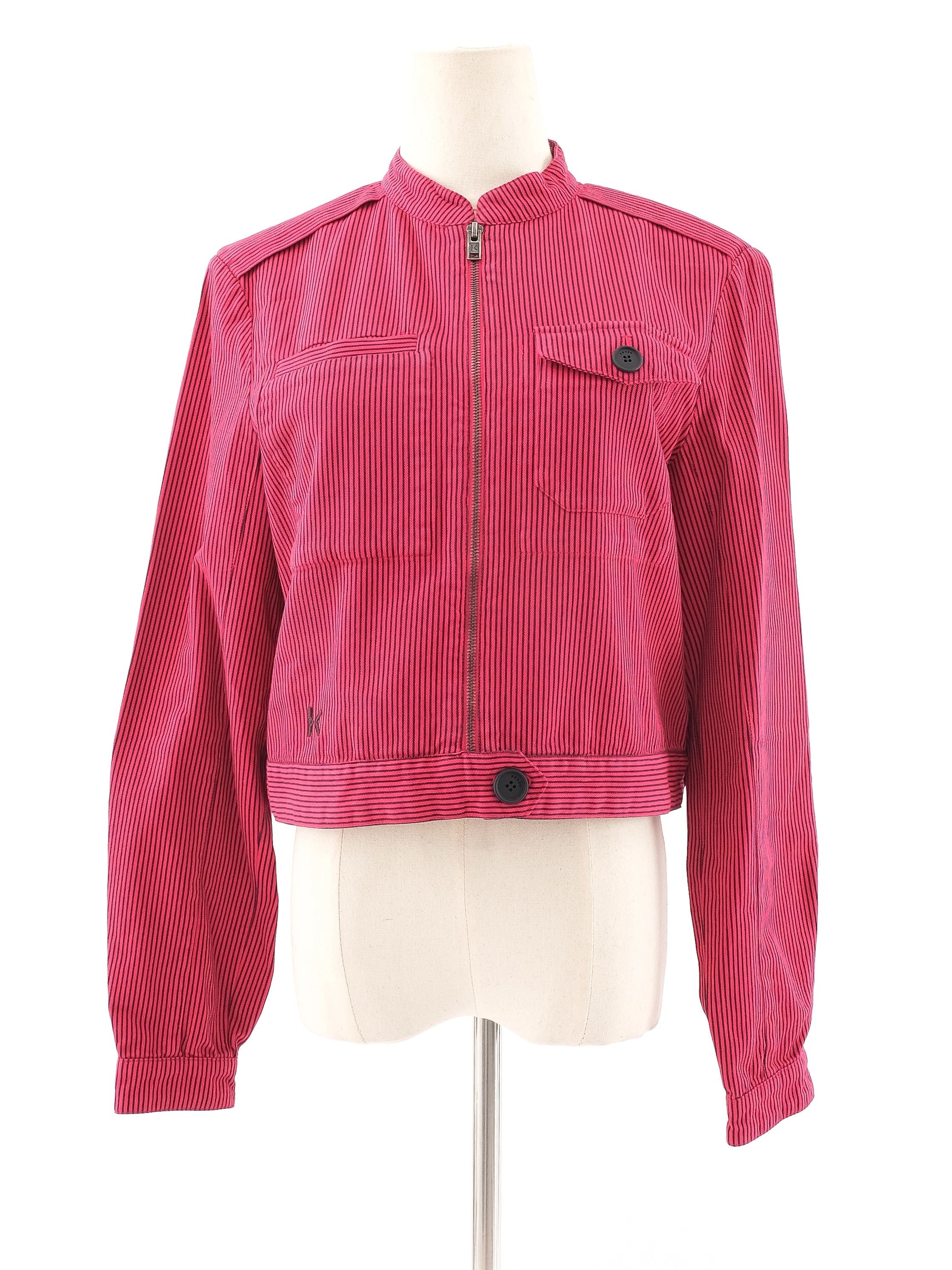 Excellent Kenzo Red Zip-Up Cotton Jacket Women Size N/A