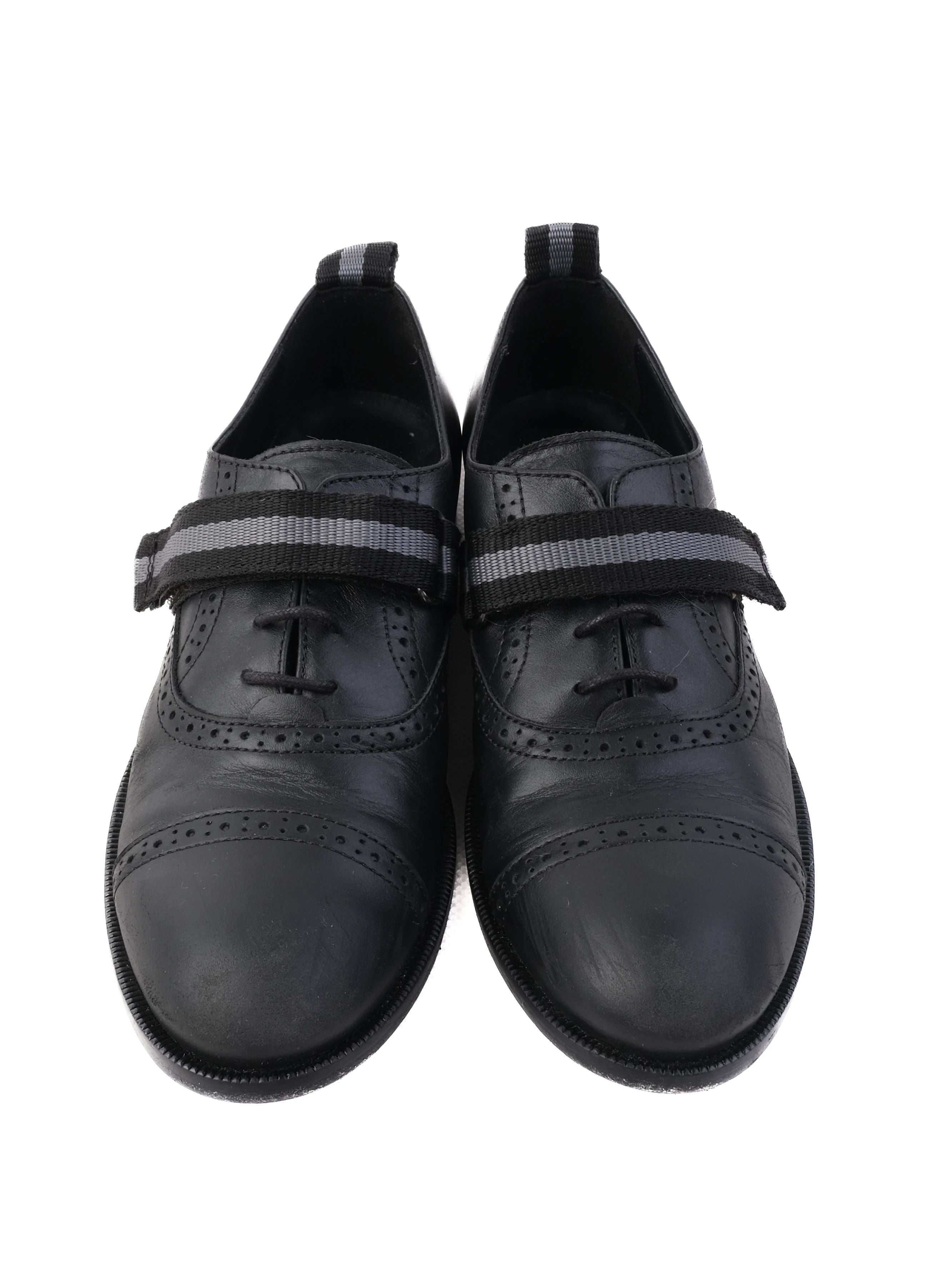 Excellent Missouri Black Leather Brogue Shoes Size 33 for Kids