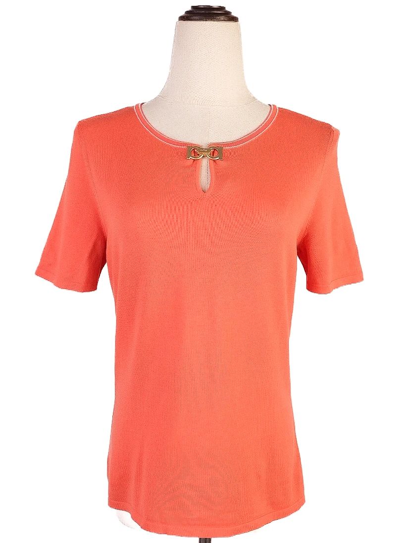 Excellent Salvatore Ferragamo Orange Cotton Blouse Size M