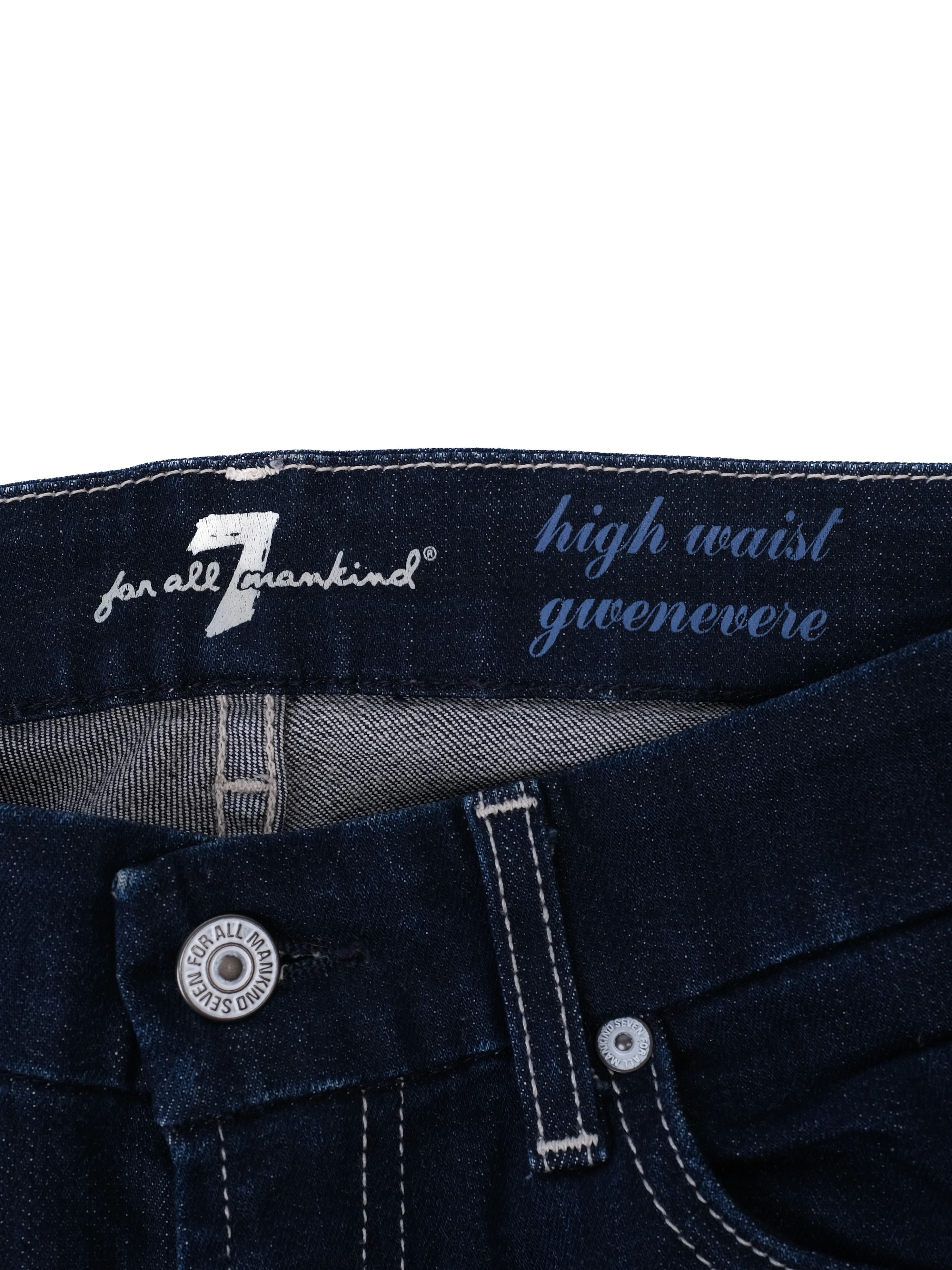 Excellent 7 For All Mankind Dark Blue High Waist Jeans Size M